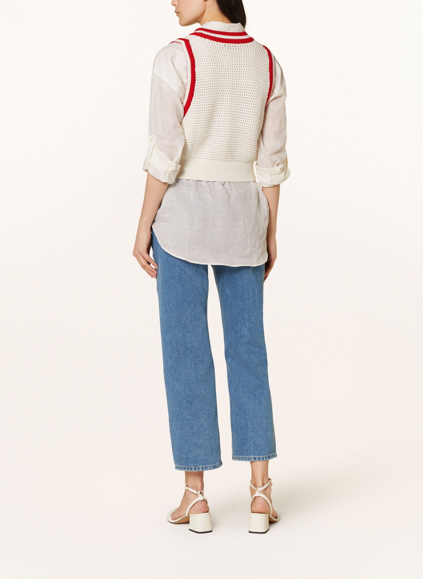 van Laack Sweater vest SLOMI, Color: WHITE/ RED (Image 3)
