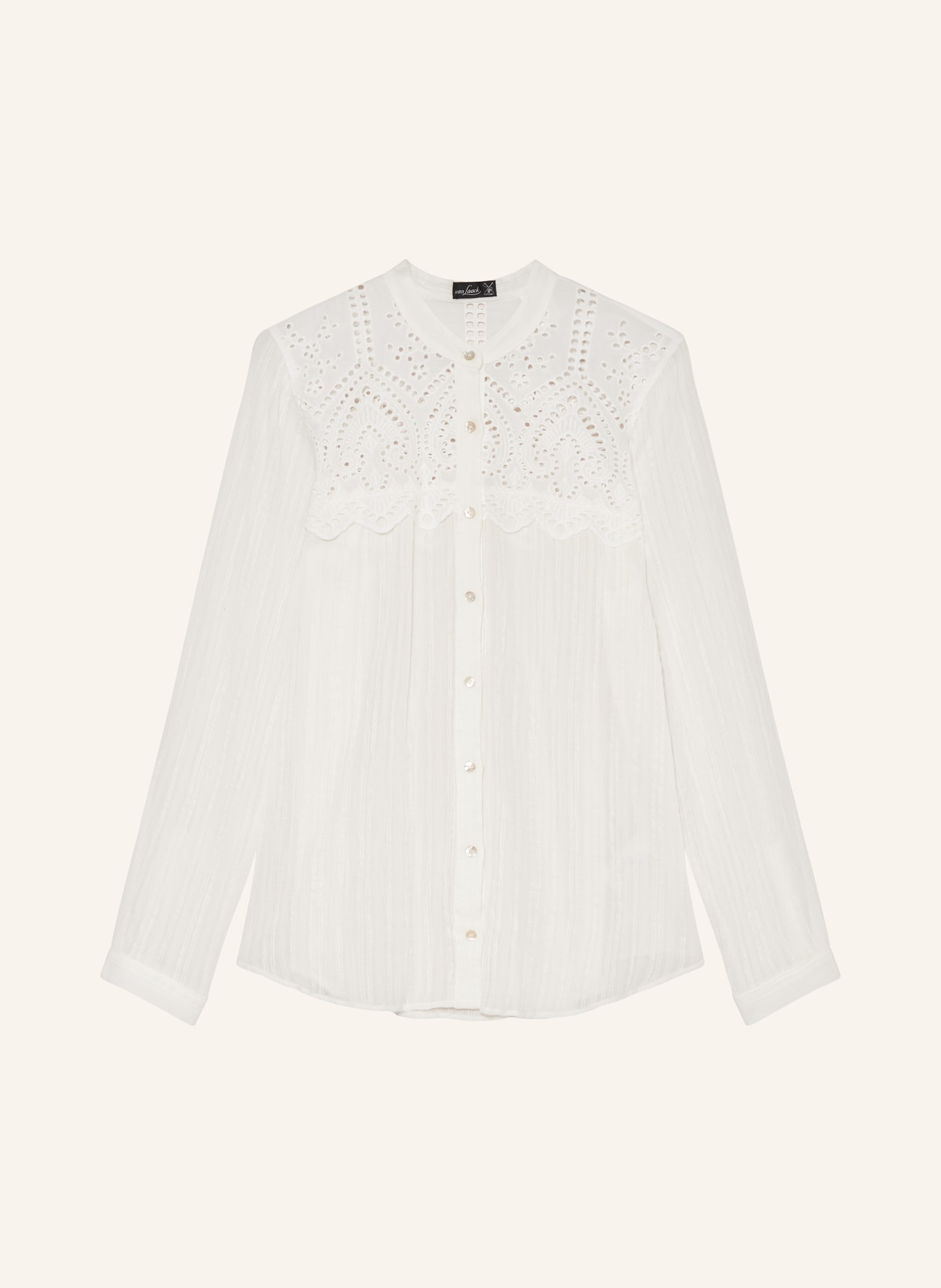 van Laack Blouse with broderie anglaise, Color: WHITE (Image 1)