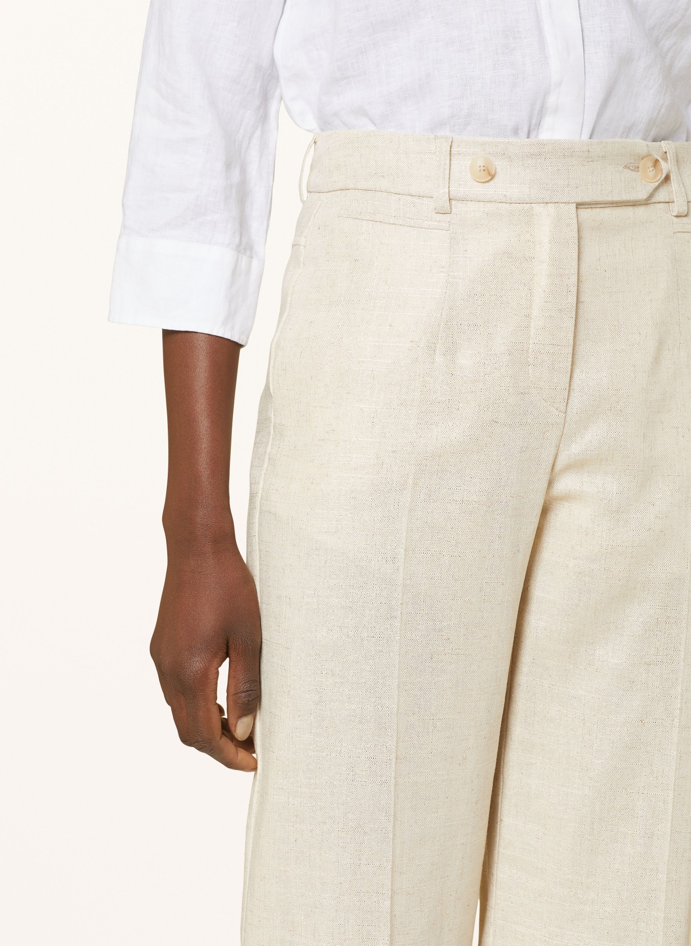 RIANI Wide leg trousers with linen and glitter thread, Color: BEIGE (Image 5)