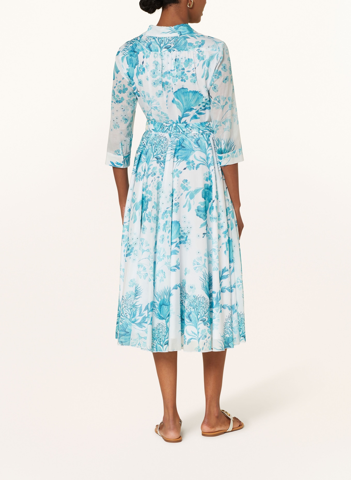 RIANI Shirt dress with 3/4 sleeves, Color: WHITE/ TURQUOISE (Image 3)