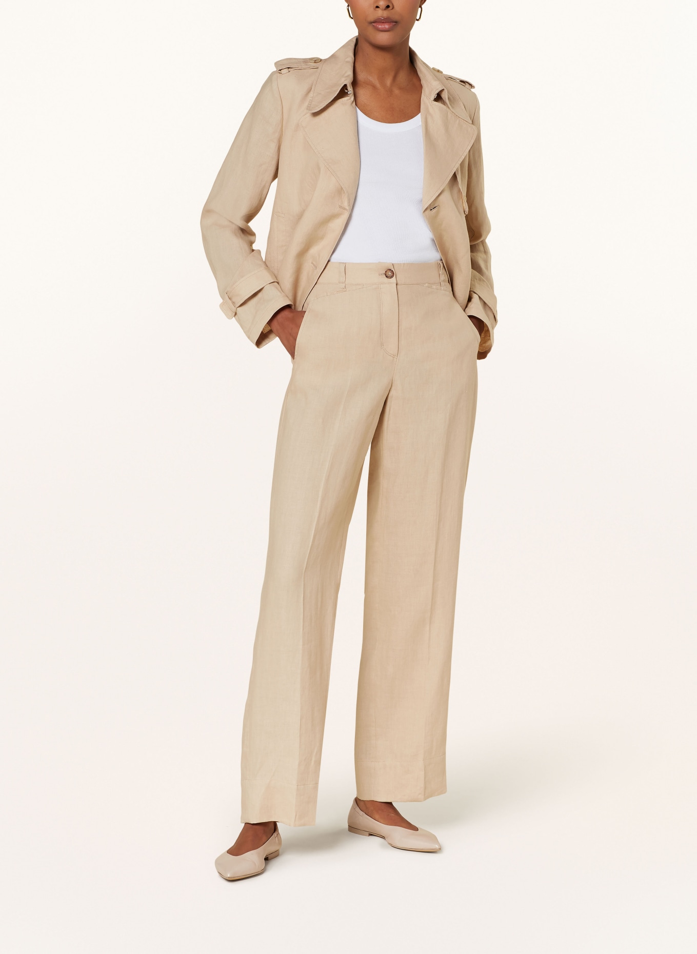 RIANI Wide leg trousers made of linen, Color: BEIGE (Image 2)