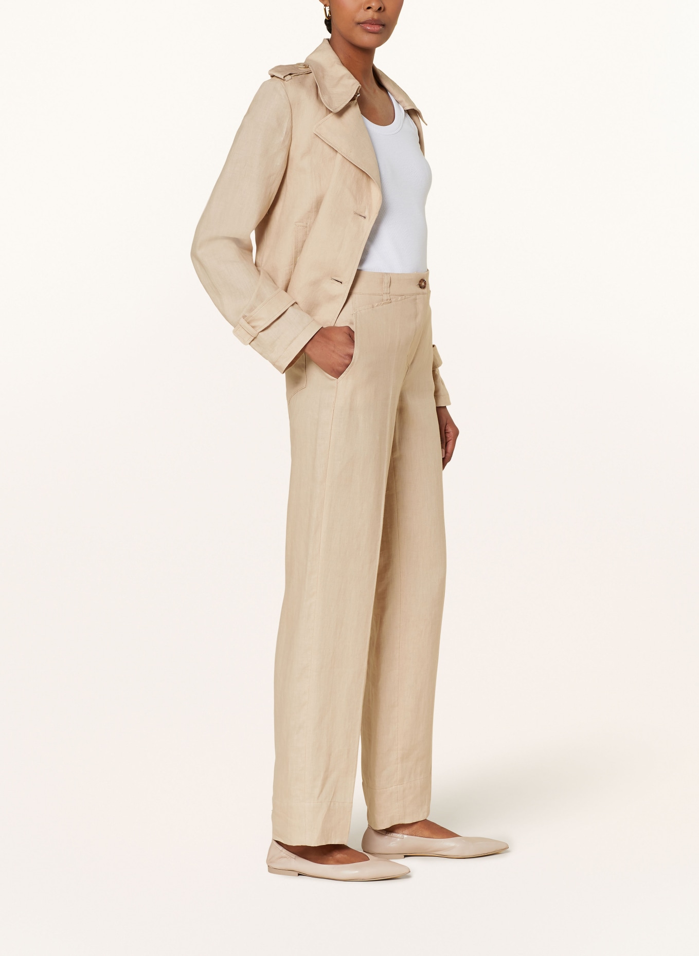 RIANI Wide leg trousers made of linen, Color: BEIGE (Image 4)