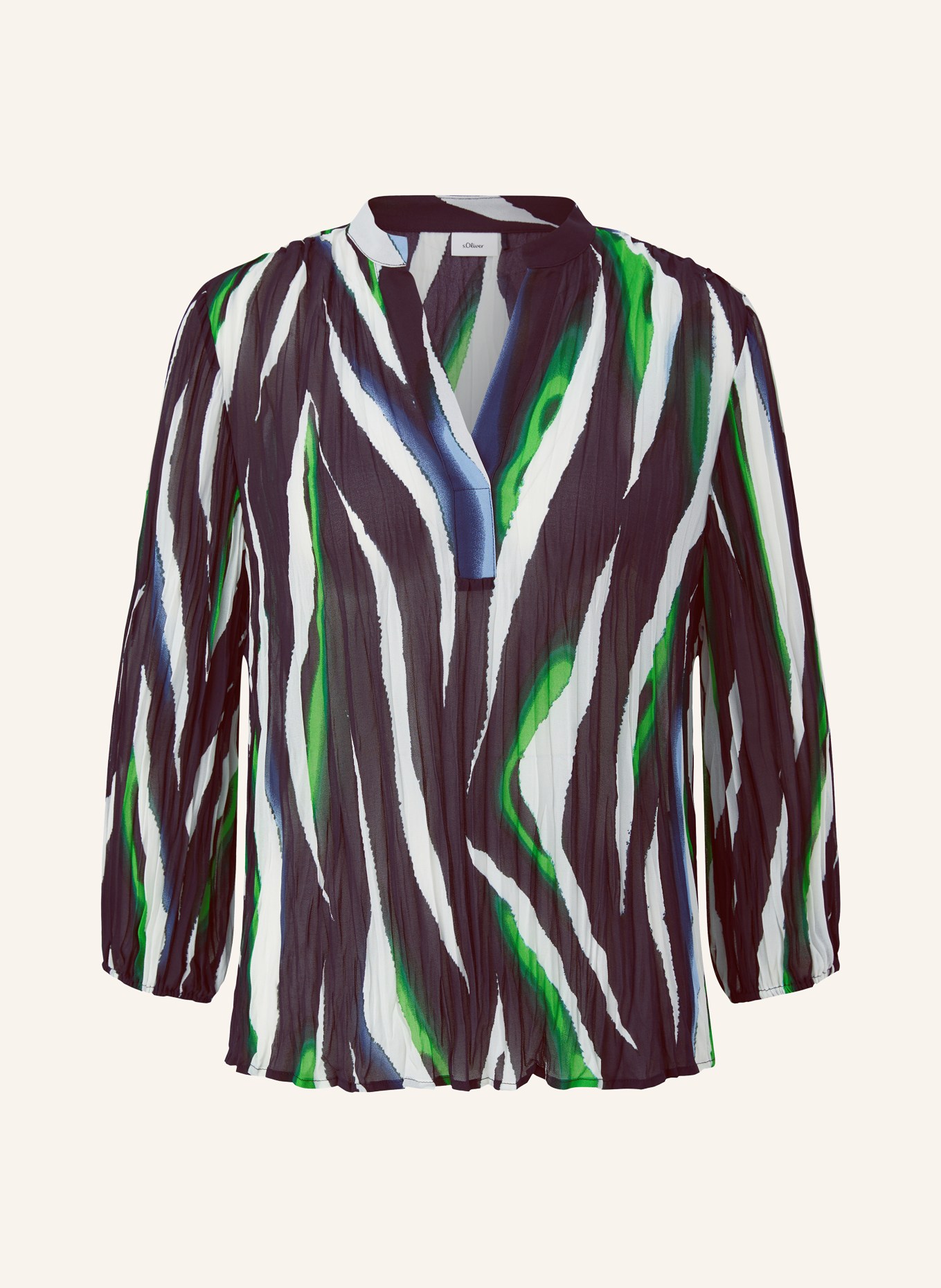 s.Oliver BLACK LABEL Shirt blouse, Color: DARK BLUE/ WHITE/ GREEN (Image 1)