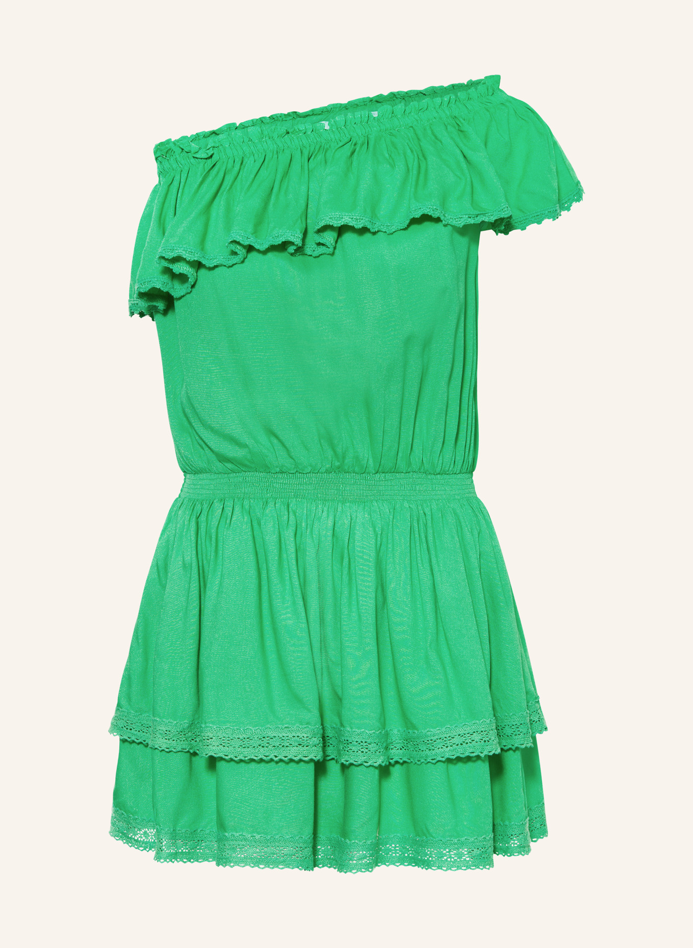 MELISSA ODABASH One-Shoulder šaty DEBBIE s volány, Barva: ZELENÁ (Obrázek 1)
