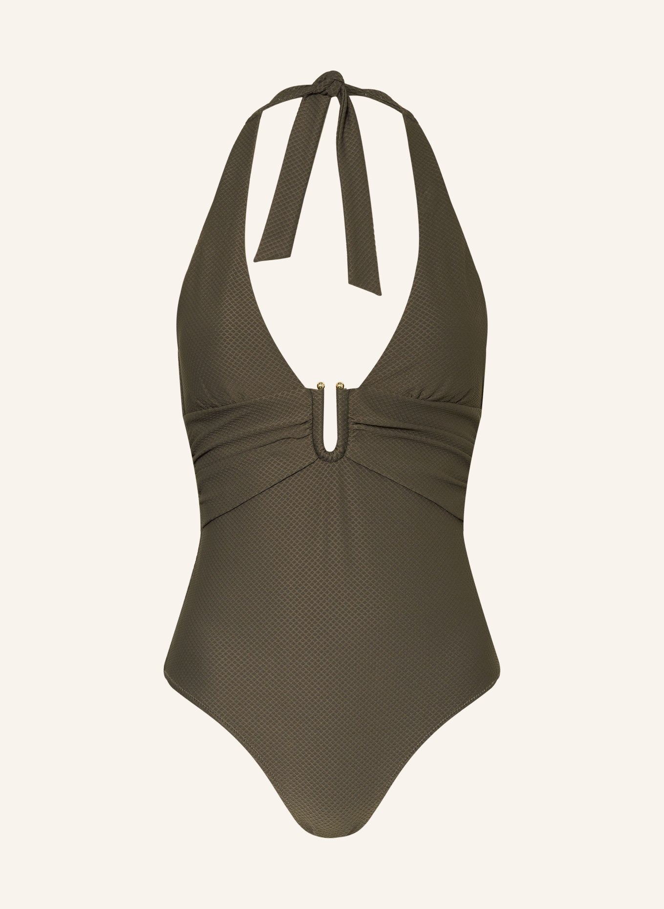 heidi klein Halter neck swimsuit CORE U, Color: OLIVE (Image 1)