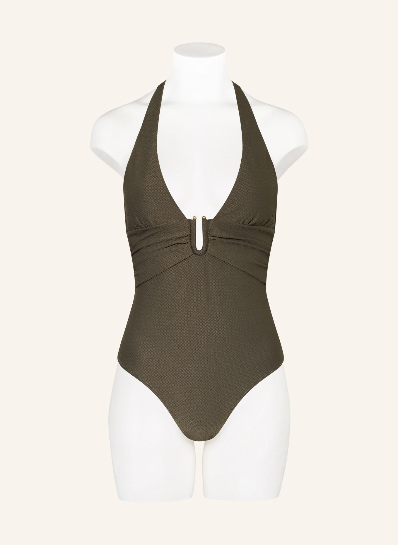 heidi klein Halter neck swimsuit CORE U, Color: OLIVE (Image 2)