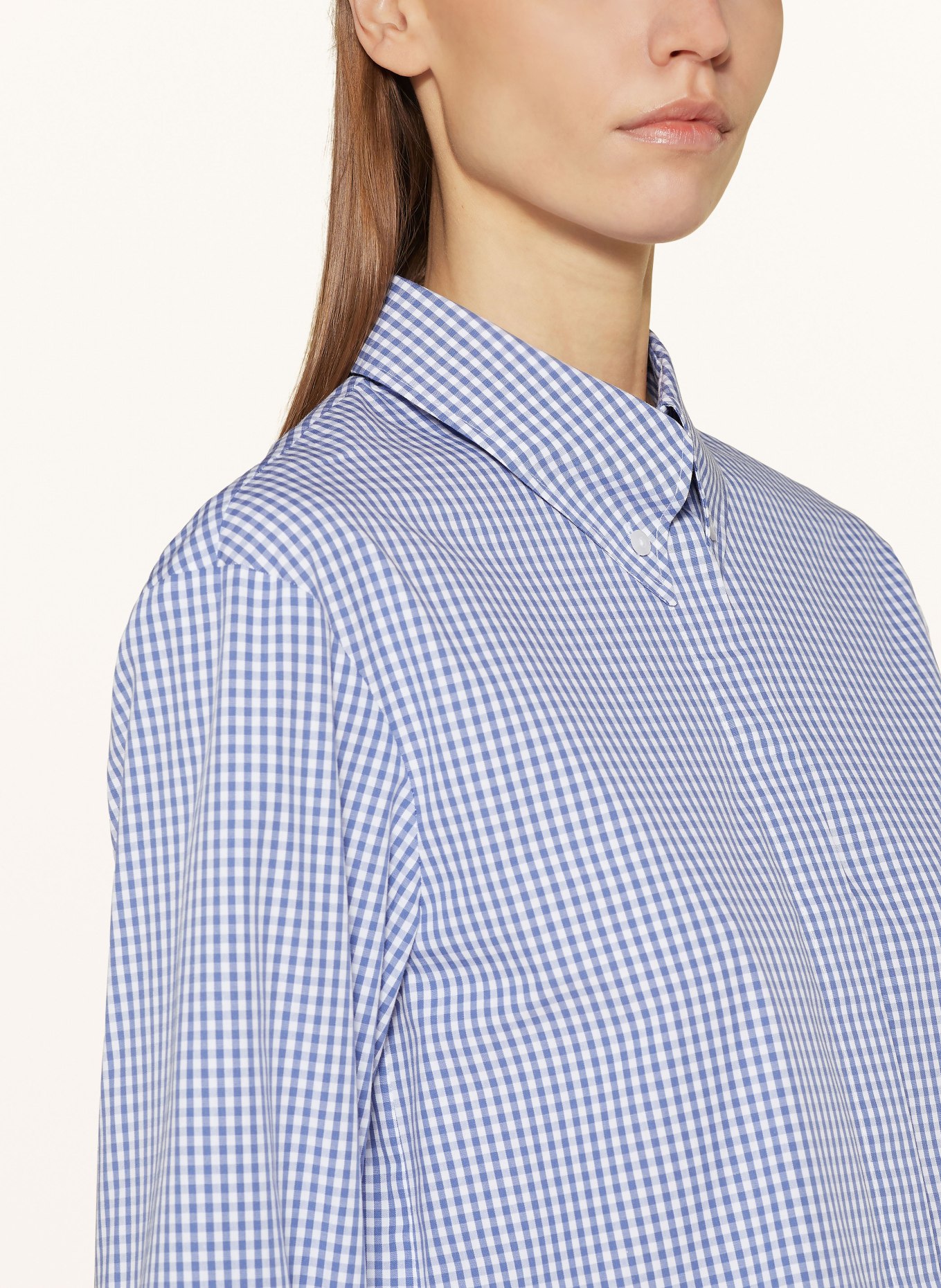 EVA MANN Cropped shirt blouse, Color: BLUE/ WHITE (Image 4)