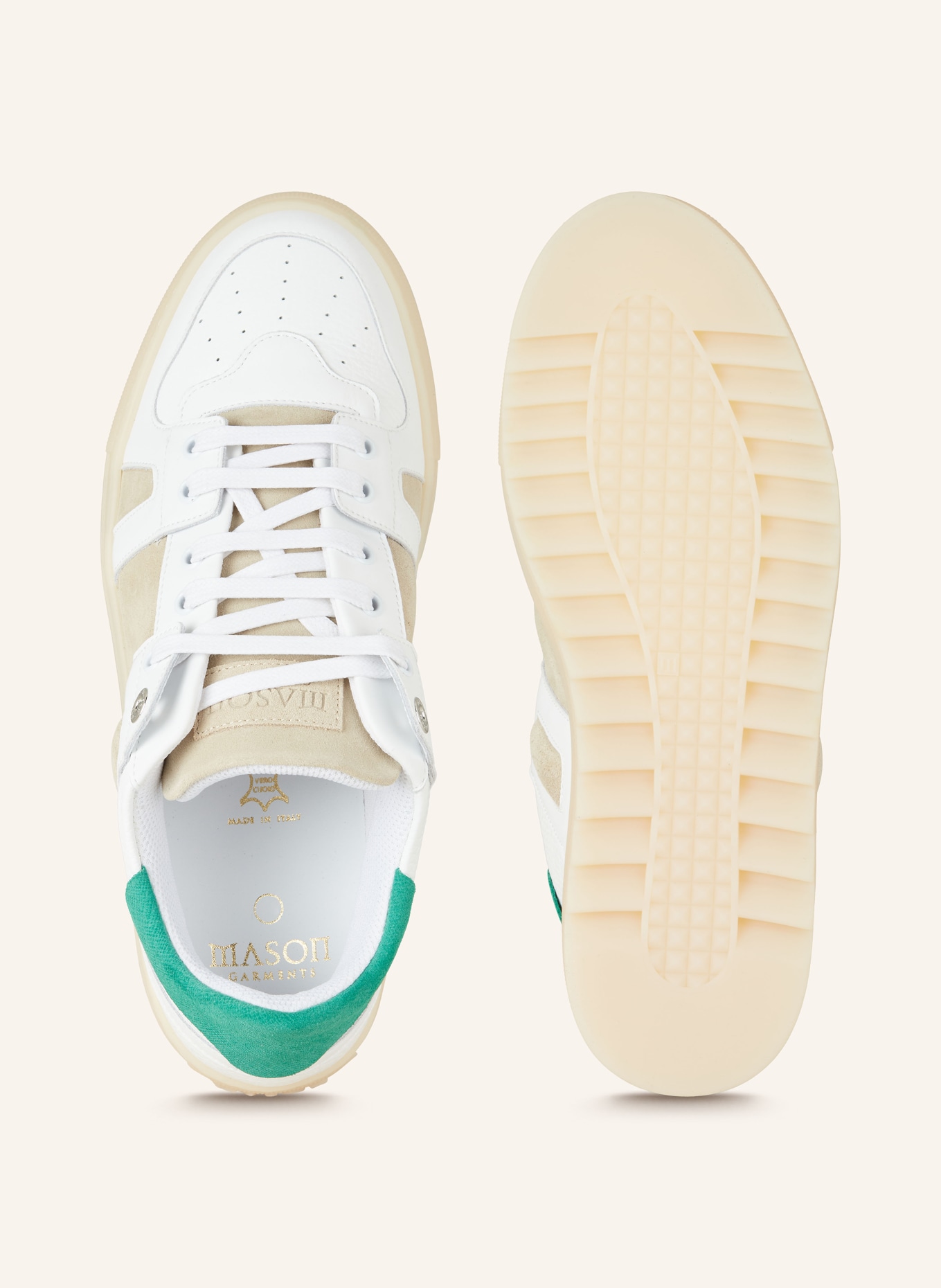 MASON GARMENTS Sneakers BARI, Color: WHITE/ GREEN/ BEIGE (Image 5)