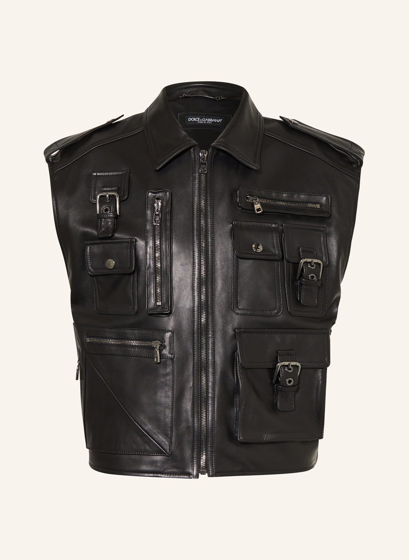 DOLCE & GABBANA Leather vest, Color: BLACK (Image 1)