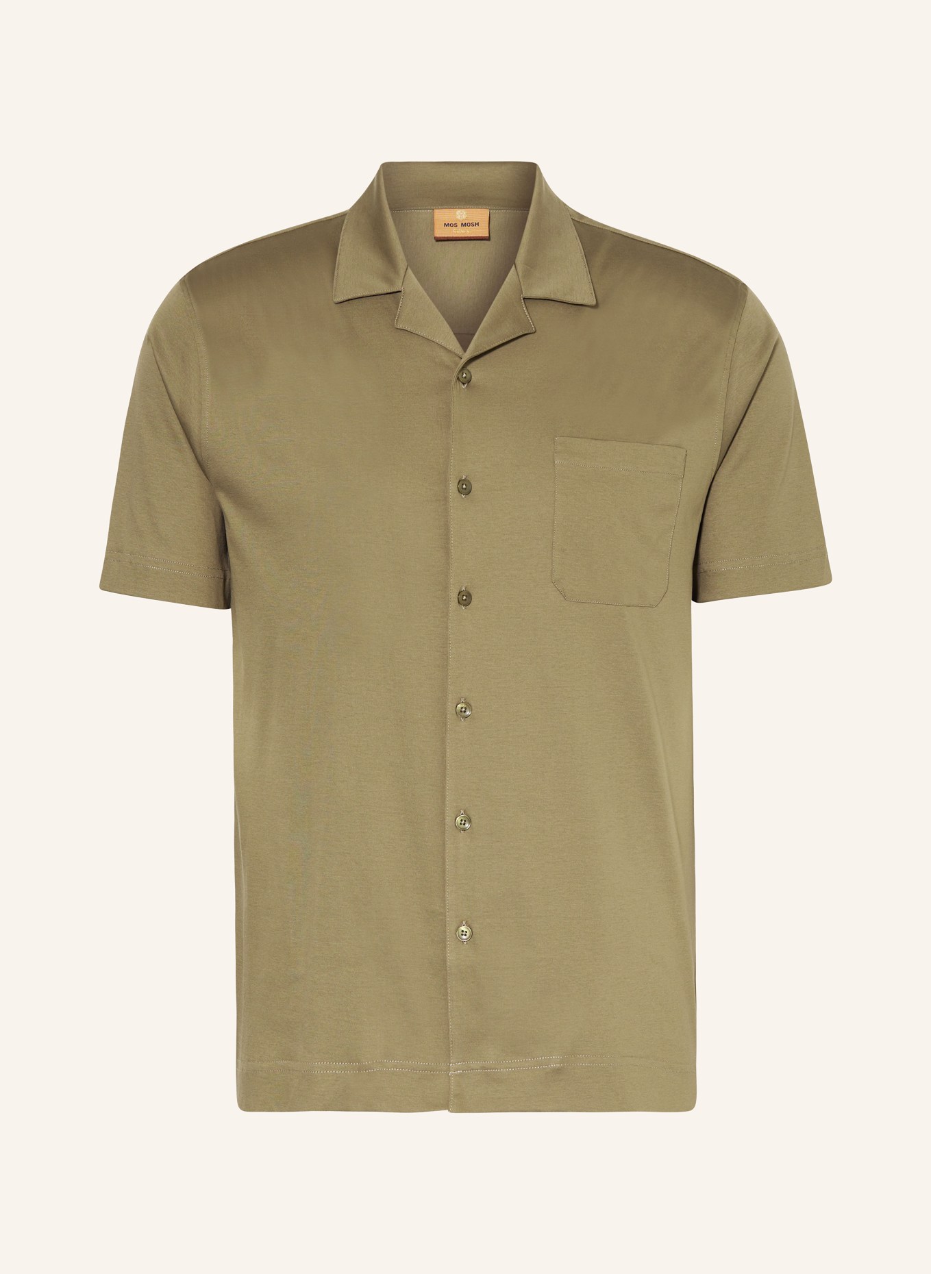 MOS MOSH Gallery Resort shirt MMGMARCO slim fit in jersey, Color: OLIVE (Image 1)