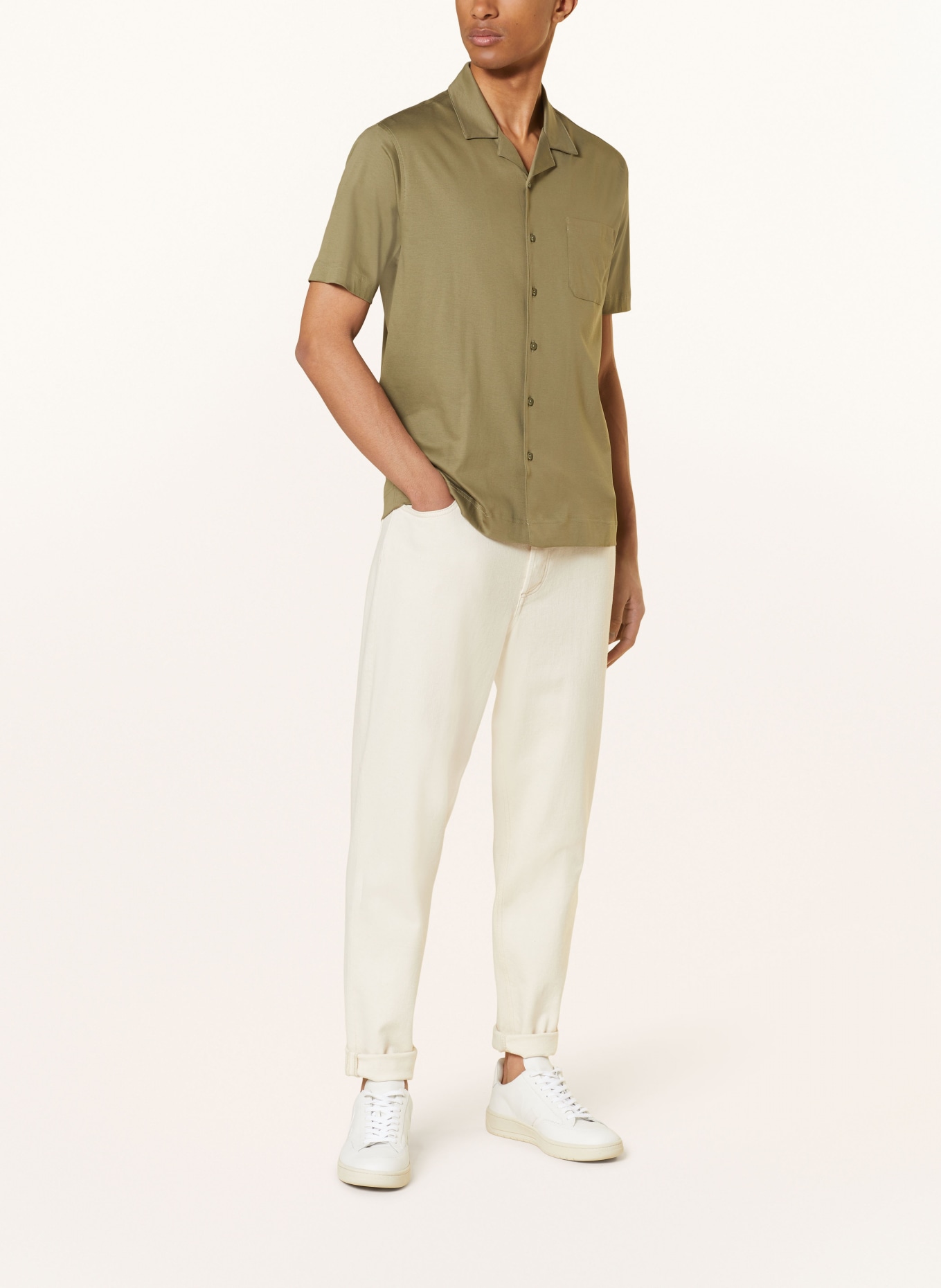 MOS MOSH Gallery Resort shirt MMGMARCO slim fit in jersey, Color: OLIVE (Image 2)