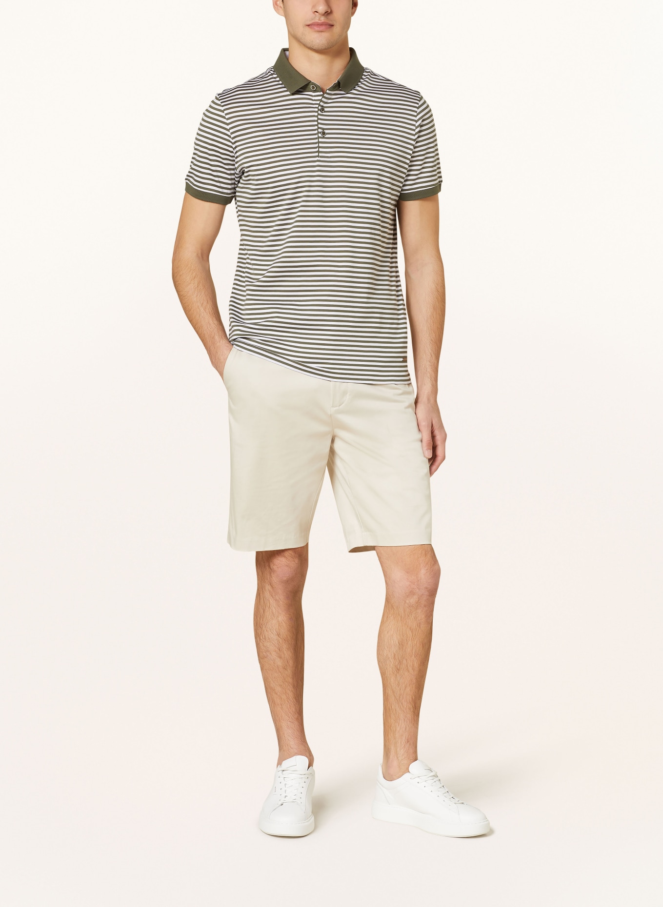 RAGMAN Jersey polo shirt, Color: OLIVE/ WHITE (Image 2)