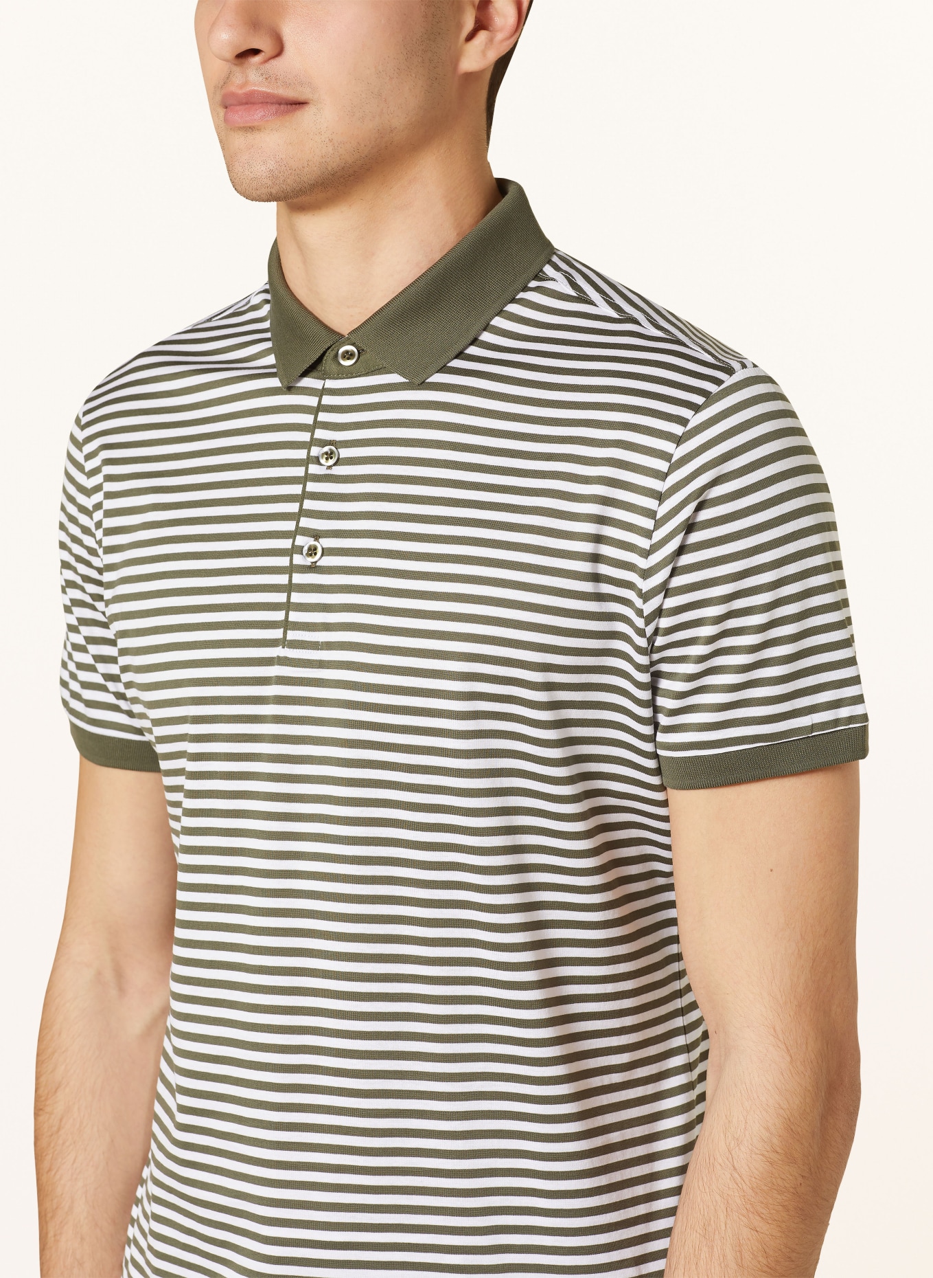 RAGMAN Jersey polo shirt, Color: OLIVE/ WHITE (Image 4)