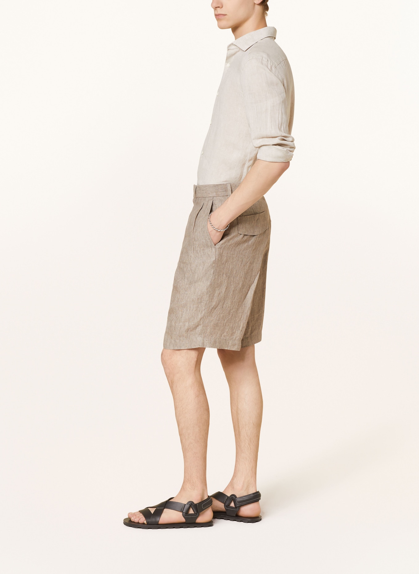 ZEGNA Linen shorts, Color: BEIGE (Image 4)