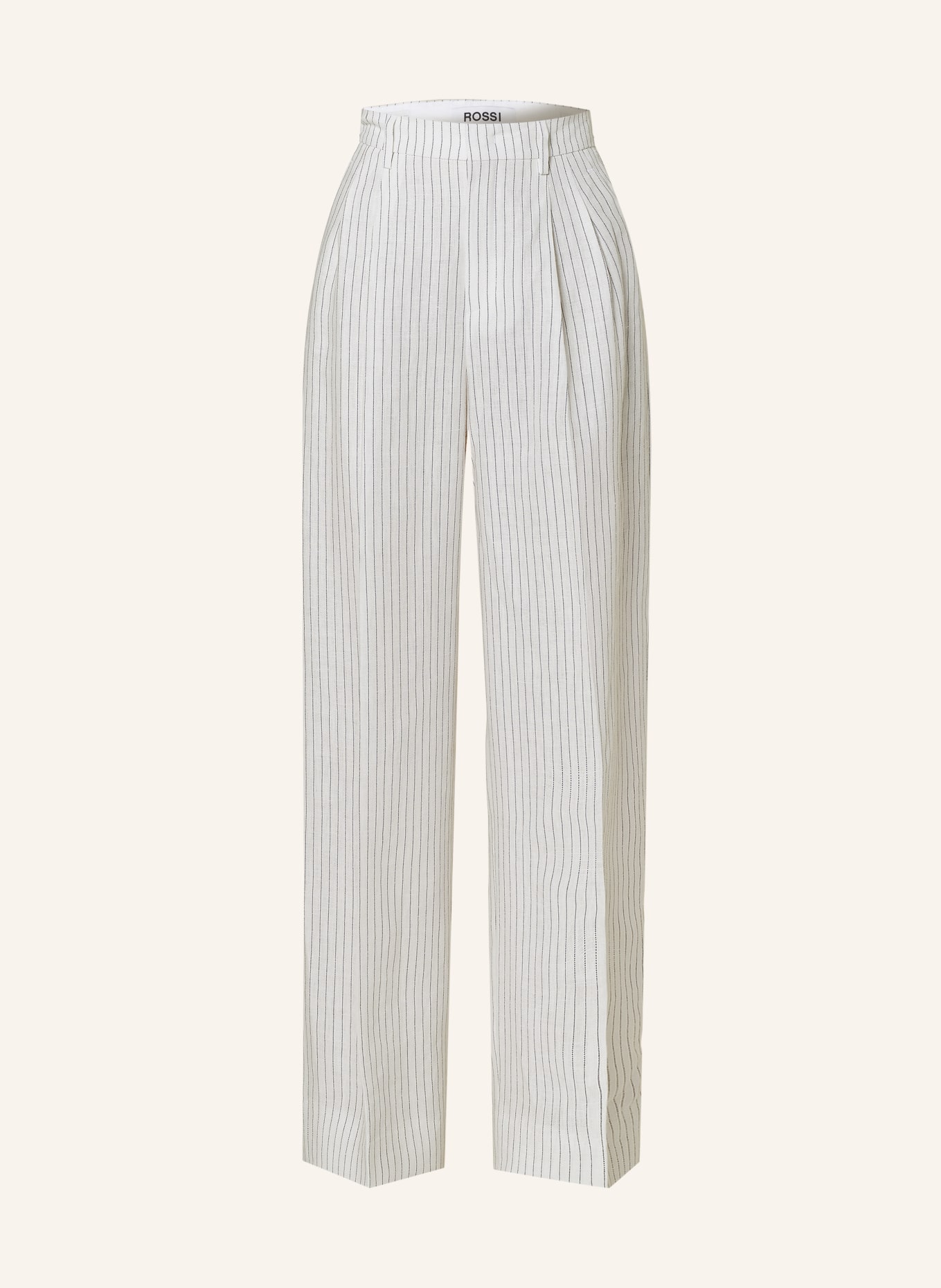ROSSI Wide leg trousers NOA in linen, Color: WHITE/ BLACK (Image 1)