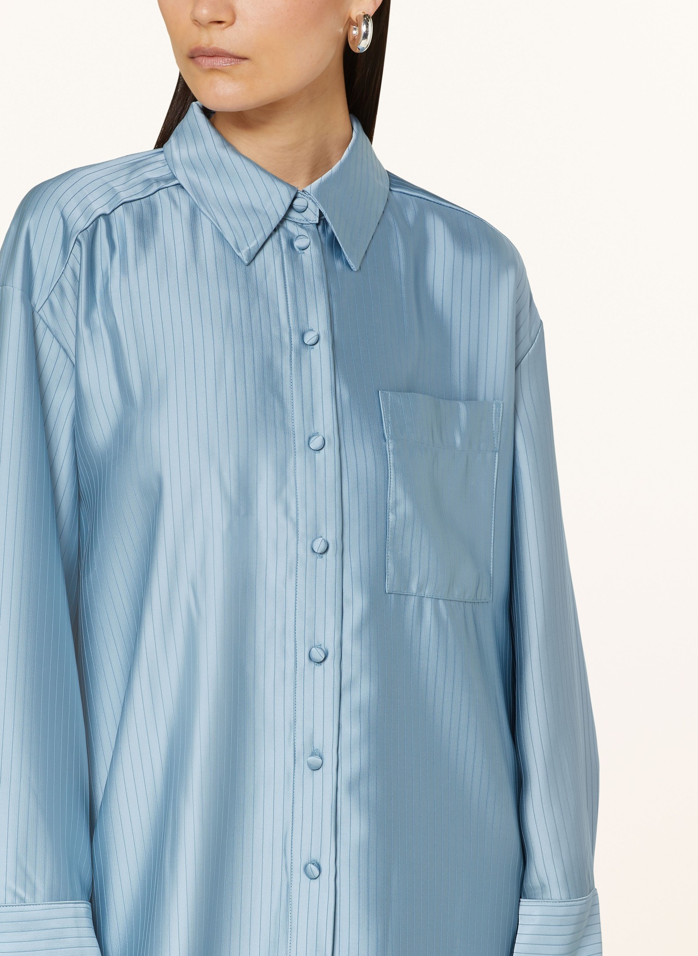 Y.A.S. Oversized shirt blouse in satin, Color: LIGHT BLUE (Image 4)