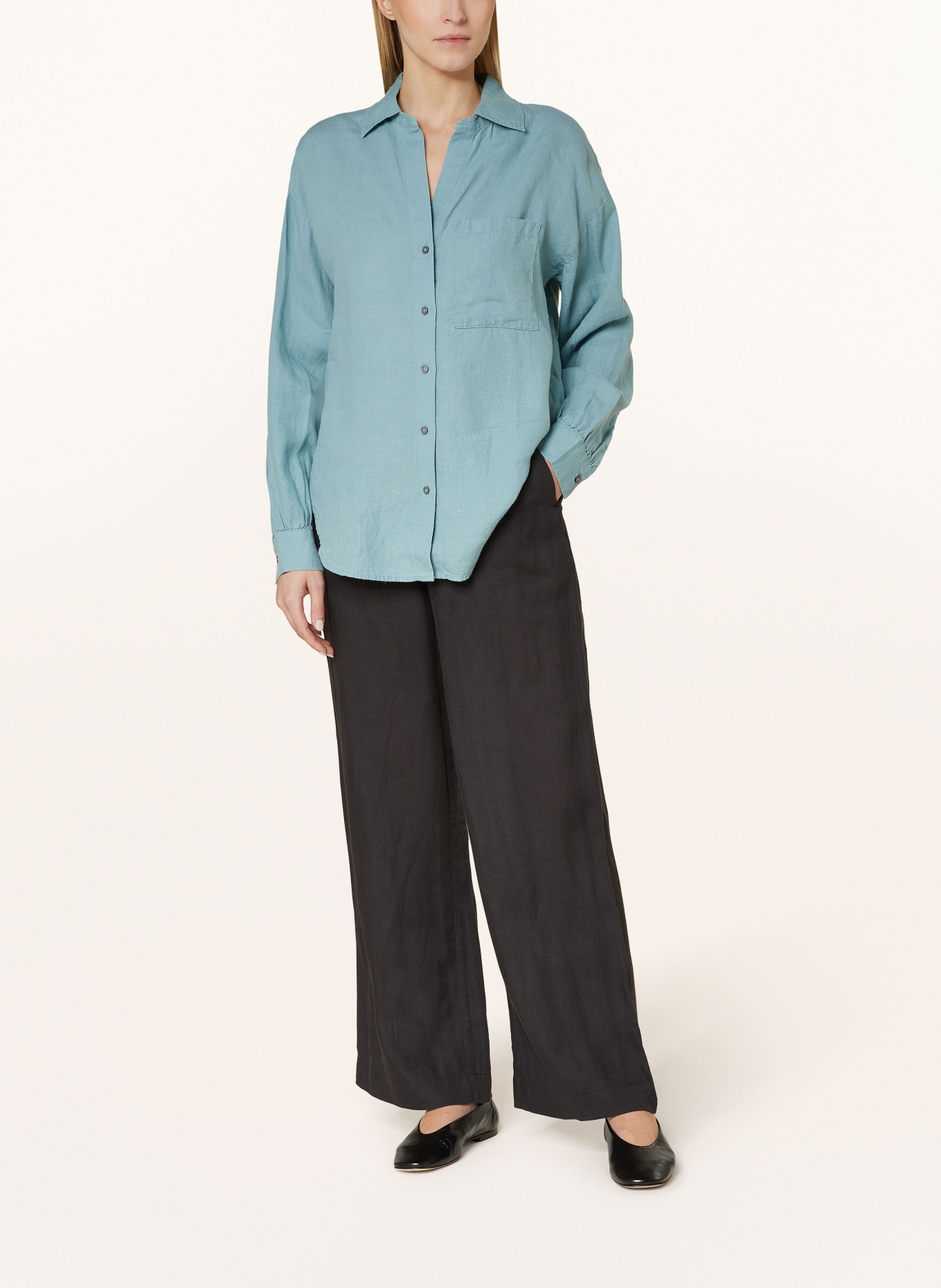 ETERNA 1863 Wide leg trousers made of linen, Color: BLACK (Image 2)