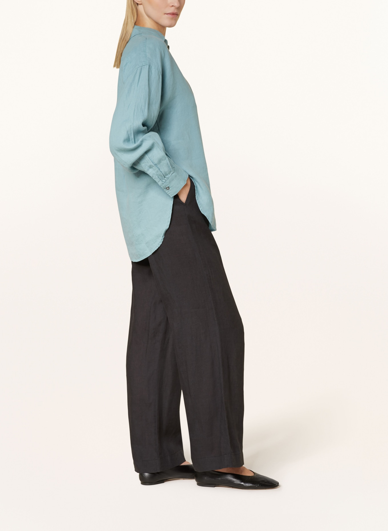 ETERNA 1863 Wide leg trousers made of linen, Color: BLACK (Image 4)