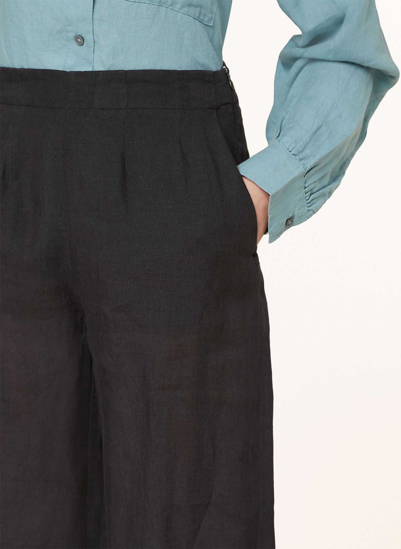 ETERNA 1863 Spodnie marlena z lnu, Kolor: CZARNY (Obrazek 5)
