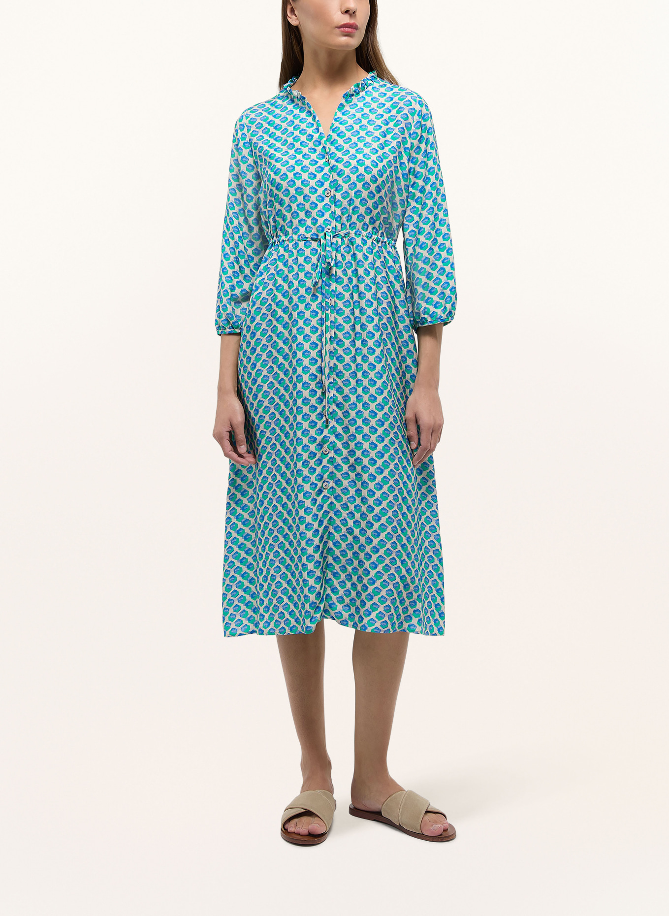 ETERNA Shirt dress with 3/4 sleeves, Color: BLUE/ GREEN/ LIGHT GRAY (Image 2)