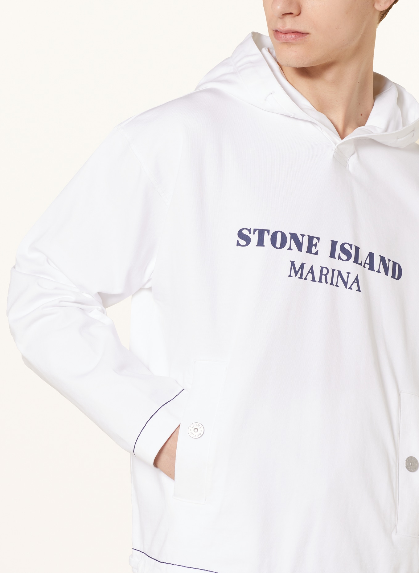 STONE ISLAND Oversized mikina s kapucí MARINA, Barva: BÍLÁ (Obrázek 5)