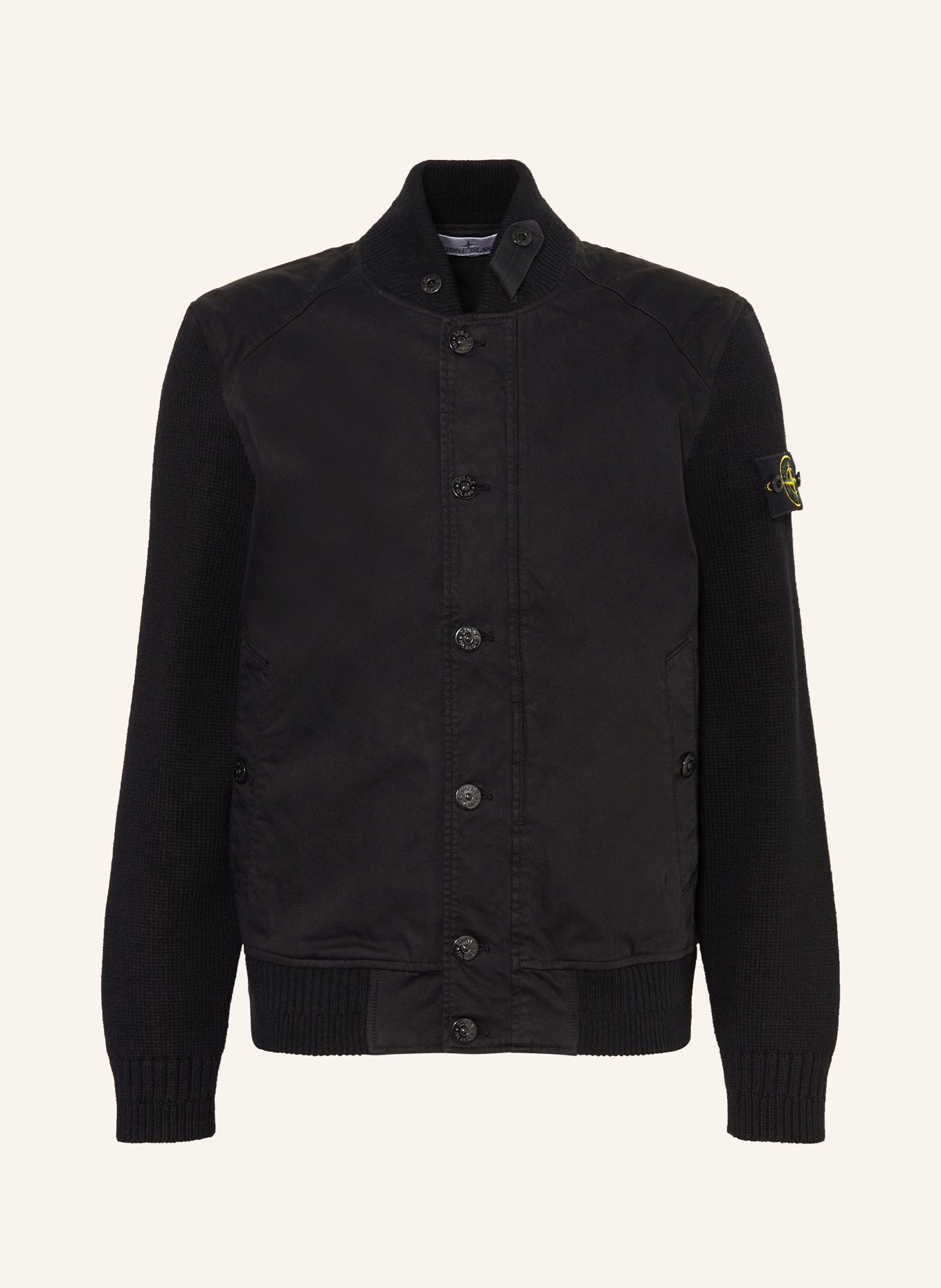 STONE ISLAND Bomber jacket in mixed materials, Color: BLACK (Image 1)