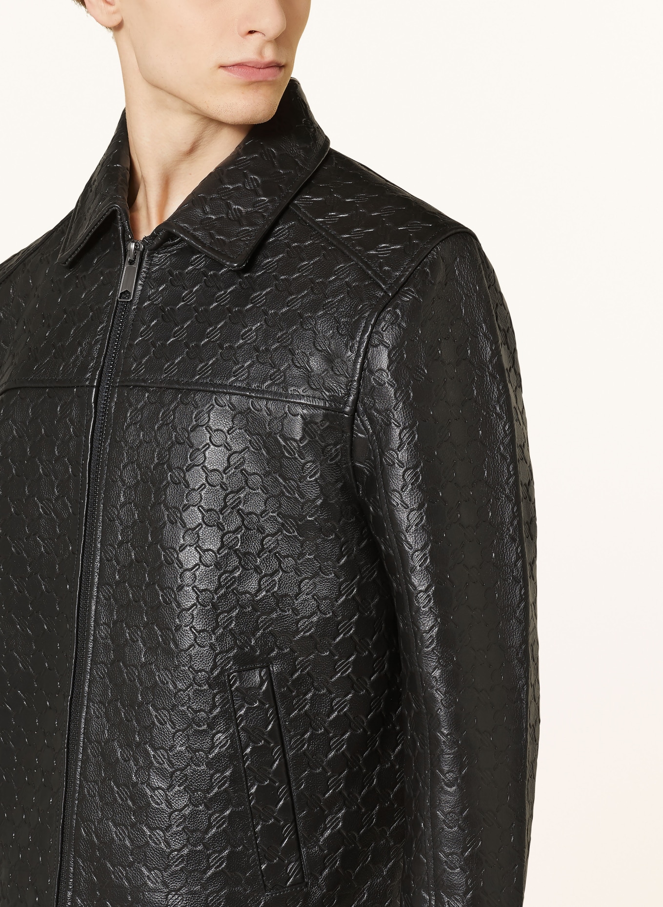 DAILY PAPER Leather jacket, Color: BLACK (Image 4)