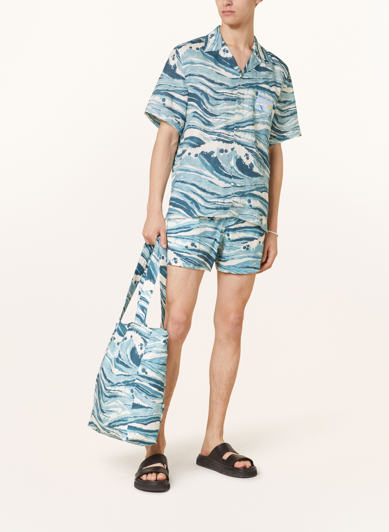 VILEBREQUIN Resort shirt CHARLI regular fit in linen, Color: TEAL/ WHITE (Image 2)