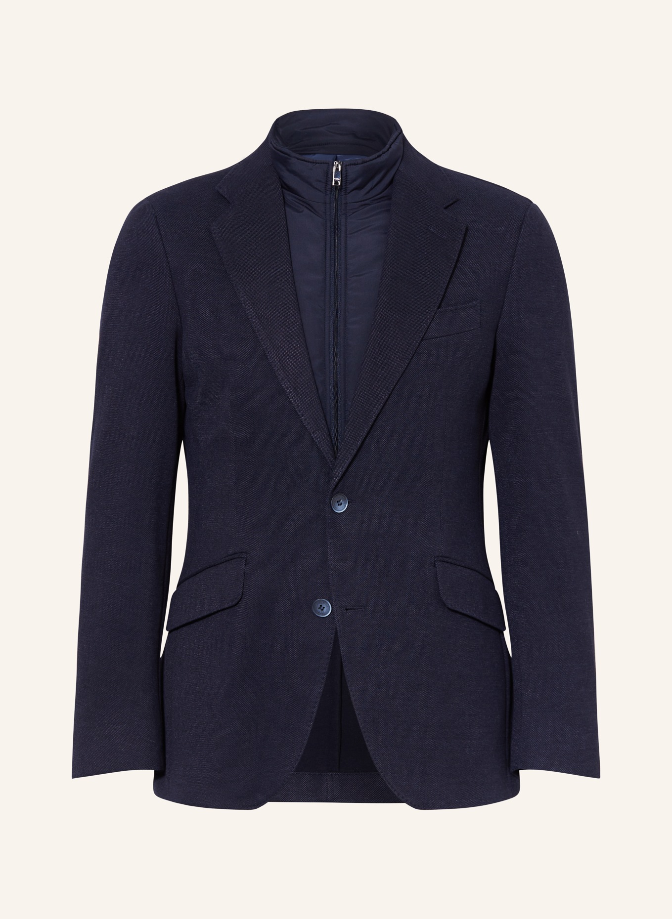 HACKETT LONDON Tailored jacket regular fit with removable trim, Color: DARK BLUE (Image 1)
