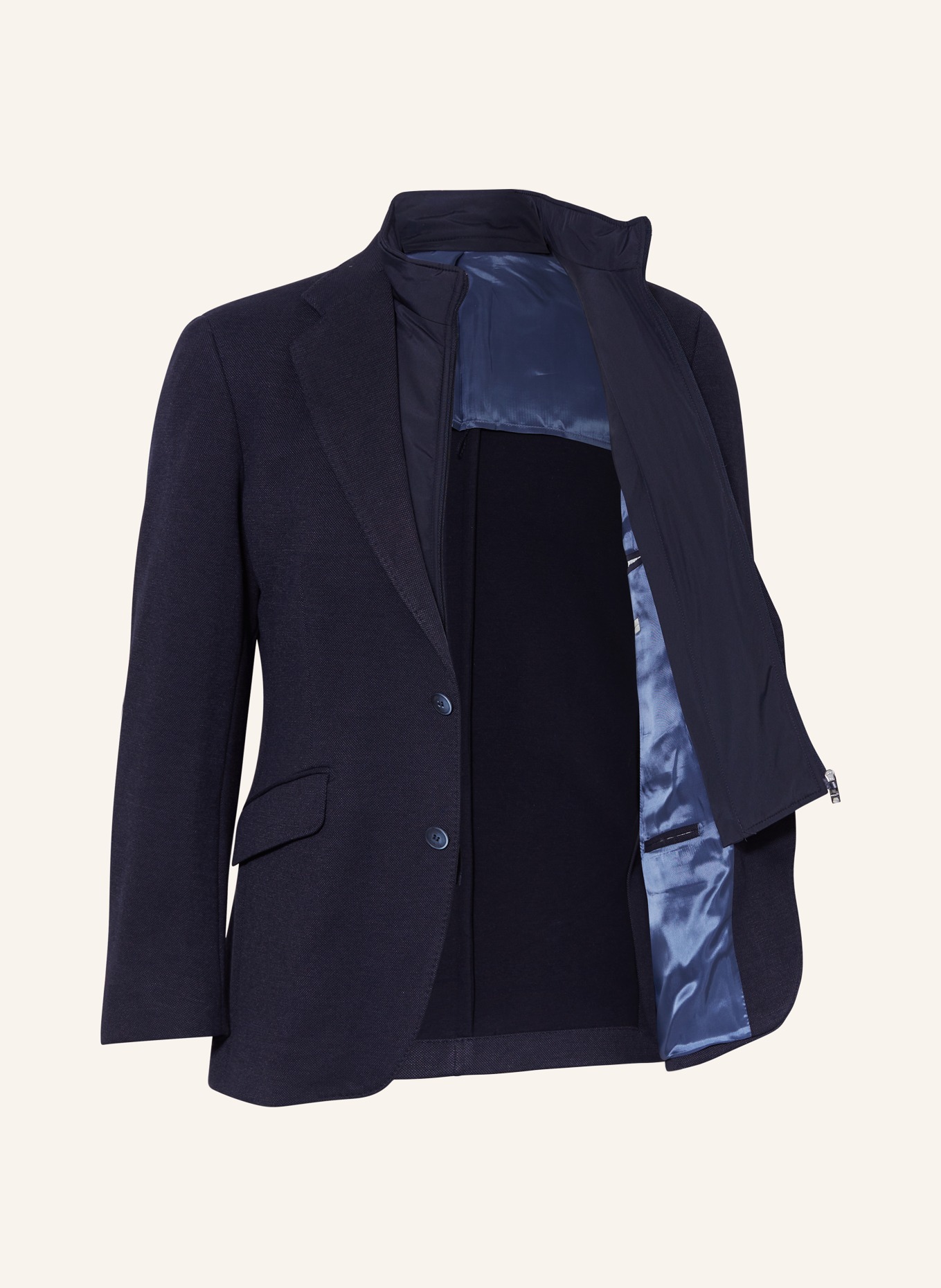 HACKETT LONDON Tailored jacket regular fit with removable trim, Color: DARK BLUE (Image 4)