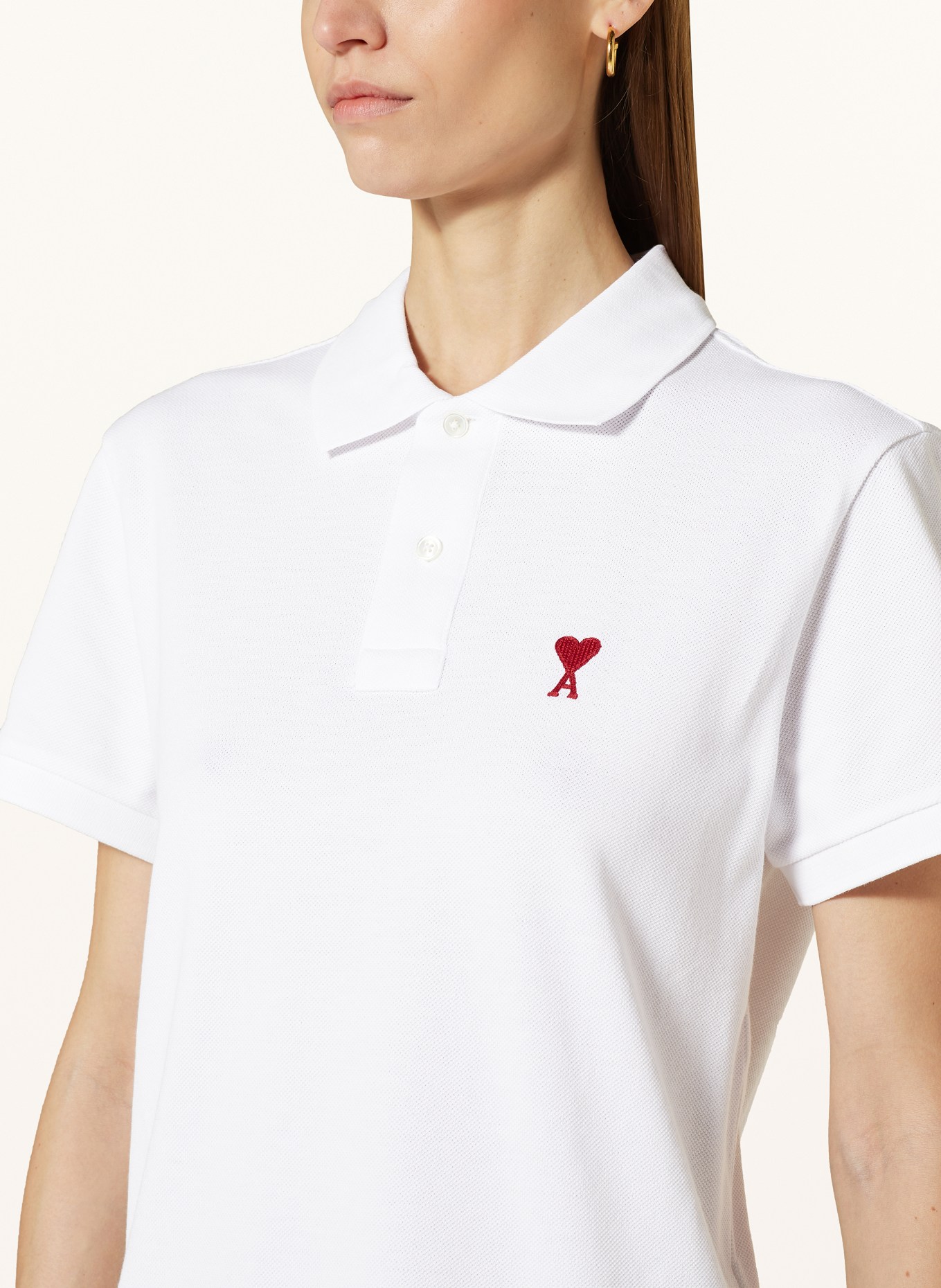 AMI PARIS Piqué polo shirt, Color: WHITE (Image 4)