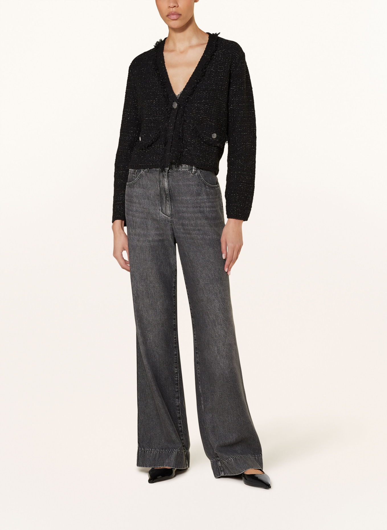 LUISA CERANO Strickjacke mit Glitzergarn: SCHWARZ