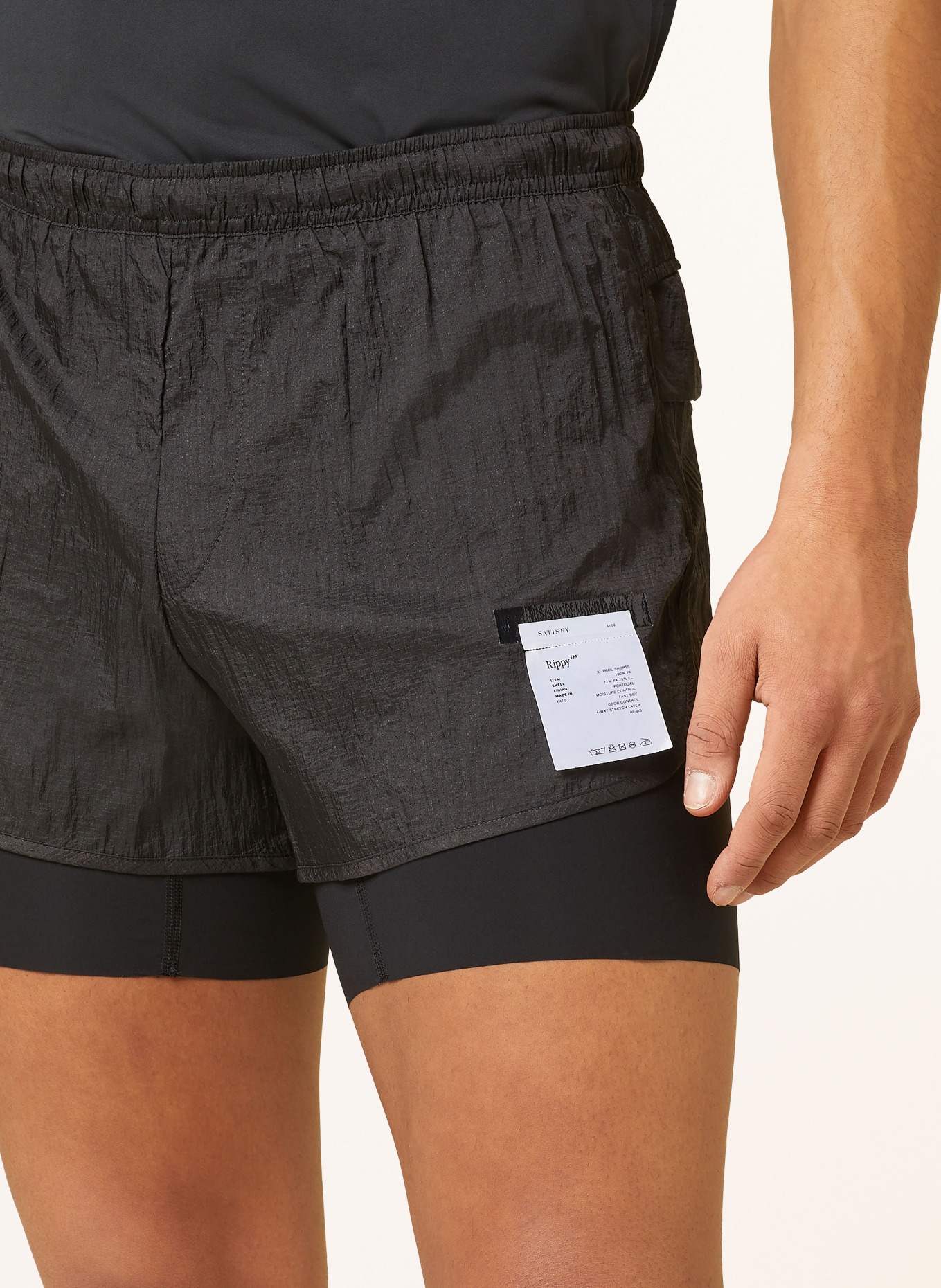 SATISFY 2-in-1 running shorts RIPPY™ 3" TRAIL, Color: BLACK (Image 5)