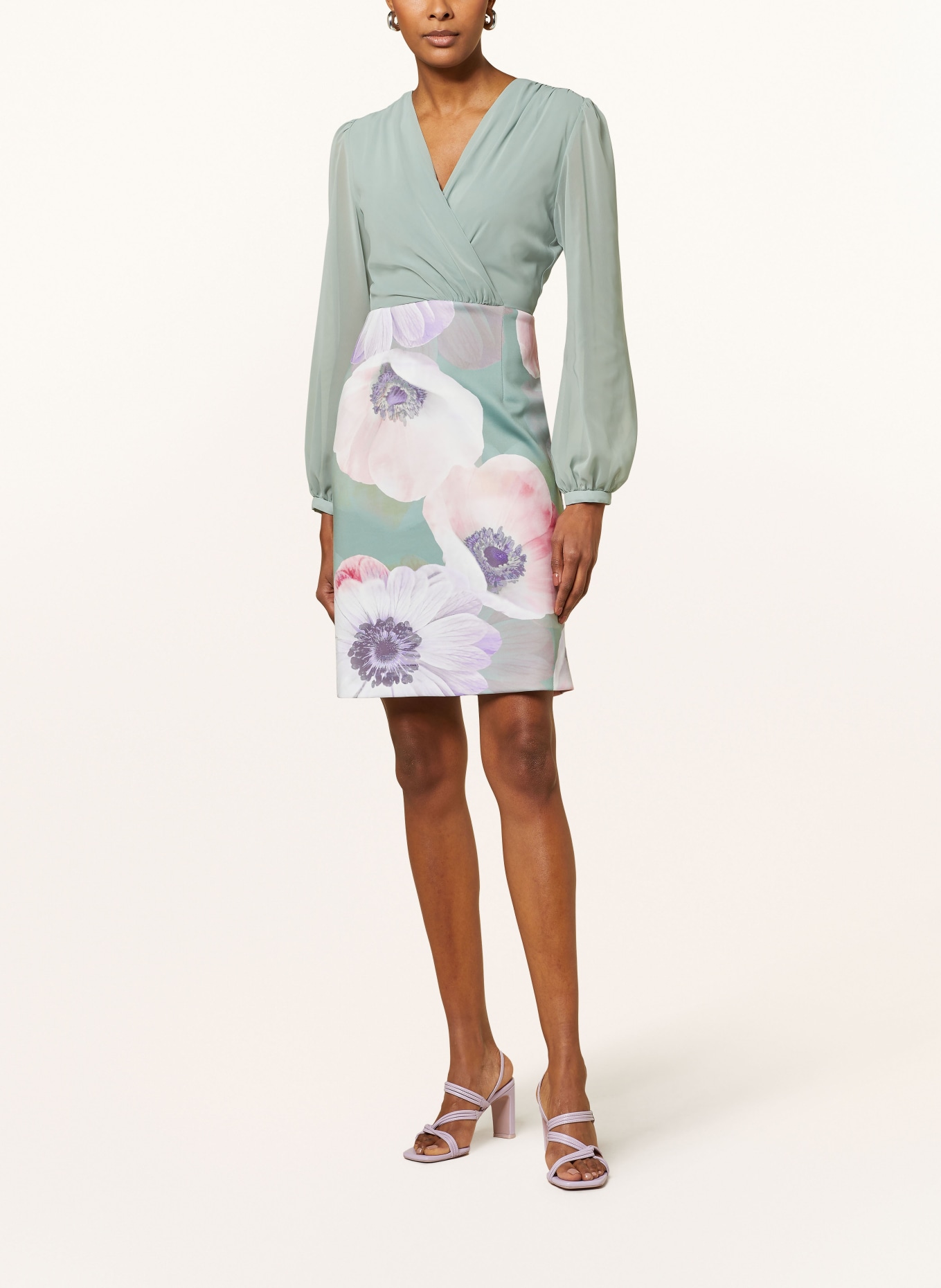 SWING Dress in mixed materials, Color: LIGHT GREEN/ LIGHT PURPLE/ PINK (Image 2)