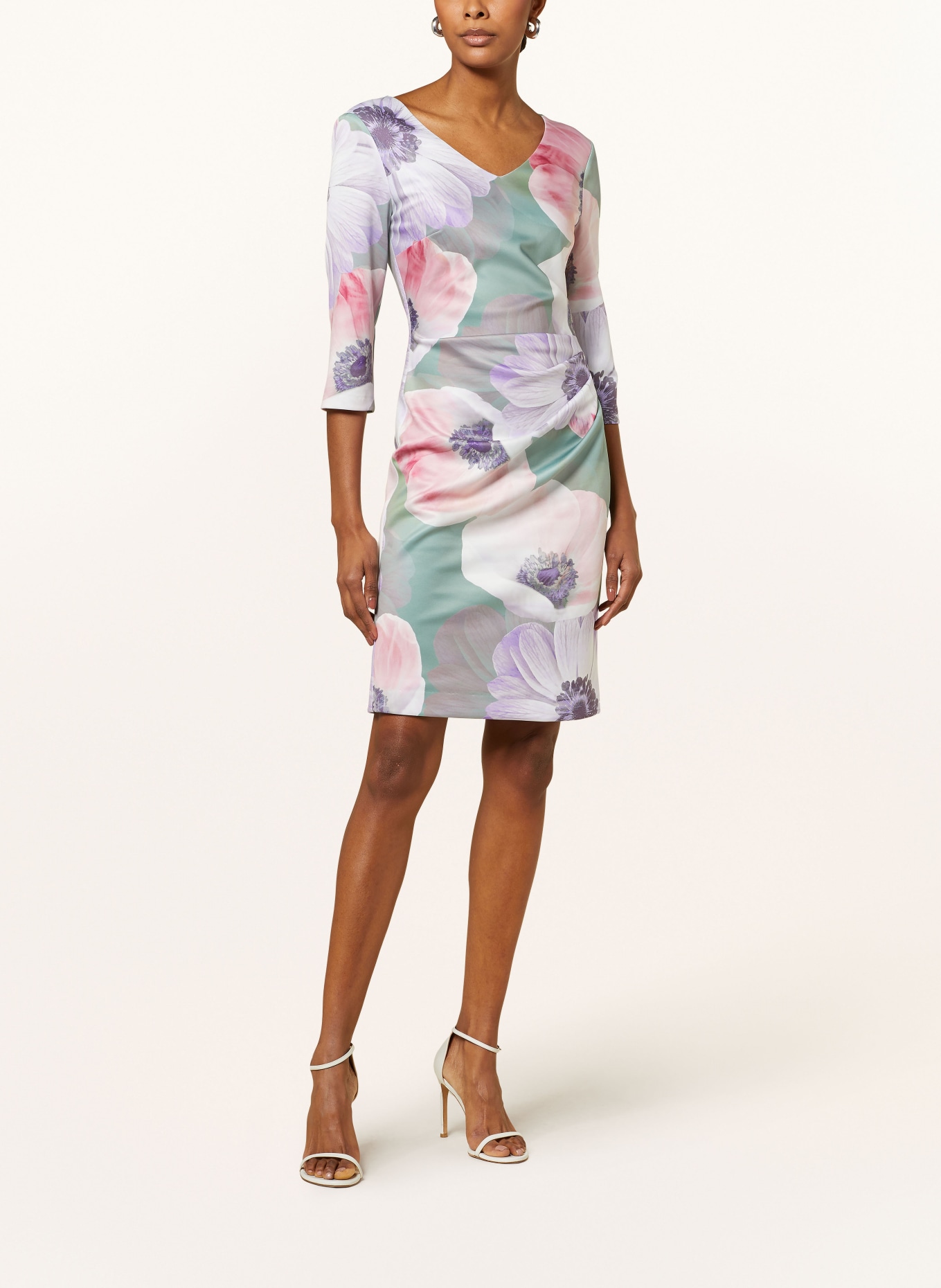 SWING Cocktail dress with 3/4 sleeves, Color: LIGHT GREEN/ LIGHT PURPLE (Image 2)