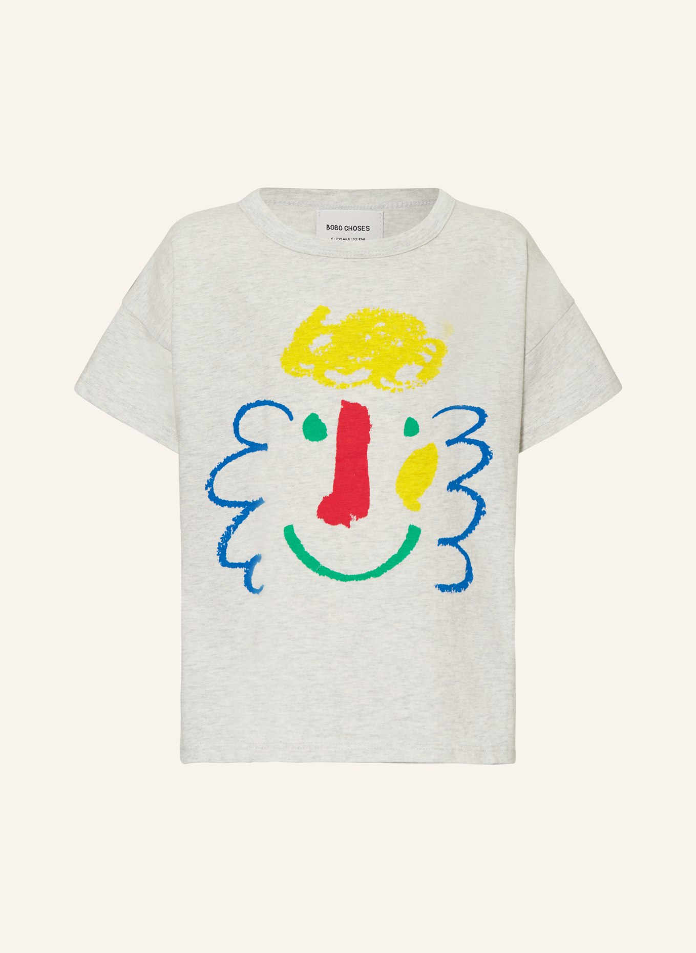 BOBO CHOSES T-shirt HAPPY MASK, Kolor: JASNOCZARY (Obrazek 1)