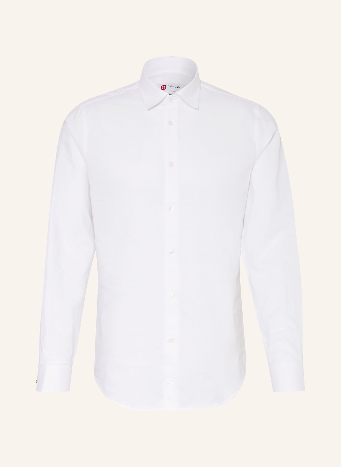 CG - CLUB of GENTS Shirt PLUTO slim fit with linen and detachable collar, Color: WHITE (Image 1)