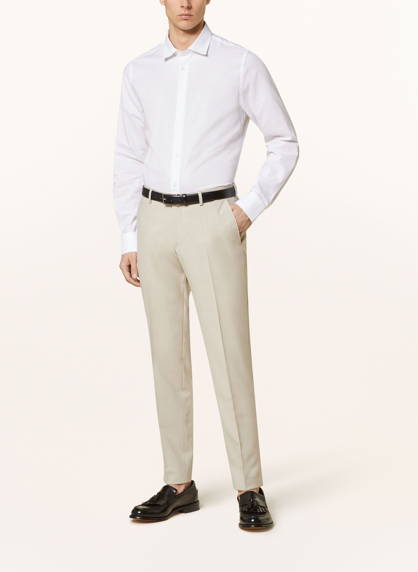 CG - CLUB of GENTS Shirt PLUTO slim fit with linen and detachable collar, Color: WHITE (Image 2)