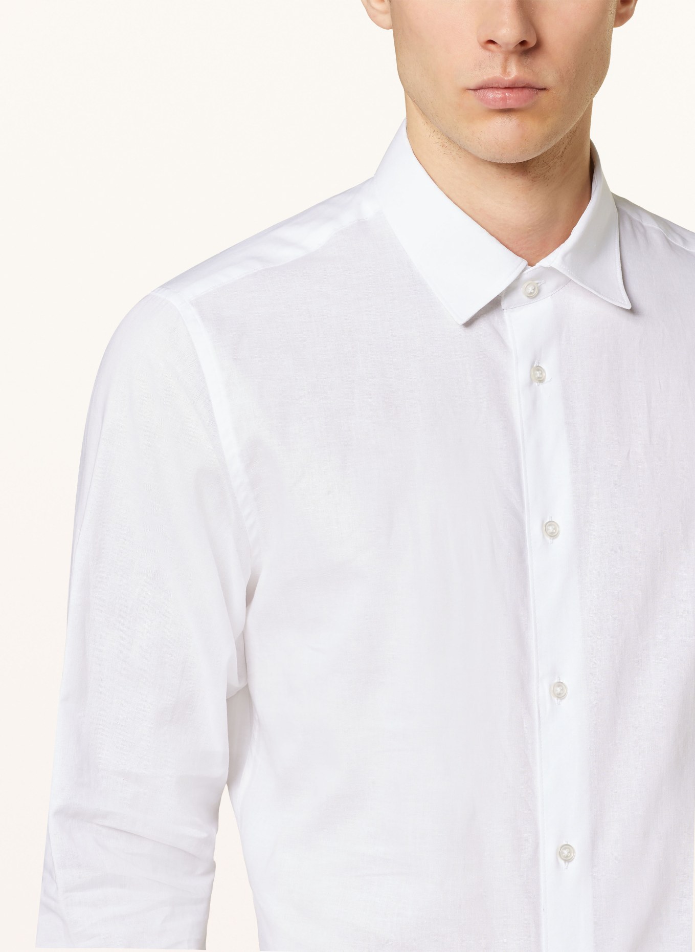 CG - CLUB of GENTS Shirt PLUTO slim fit with linen and detachable collar, Color: WHITE (Image 4)