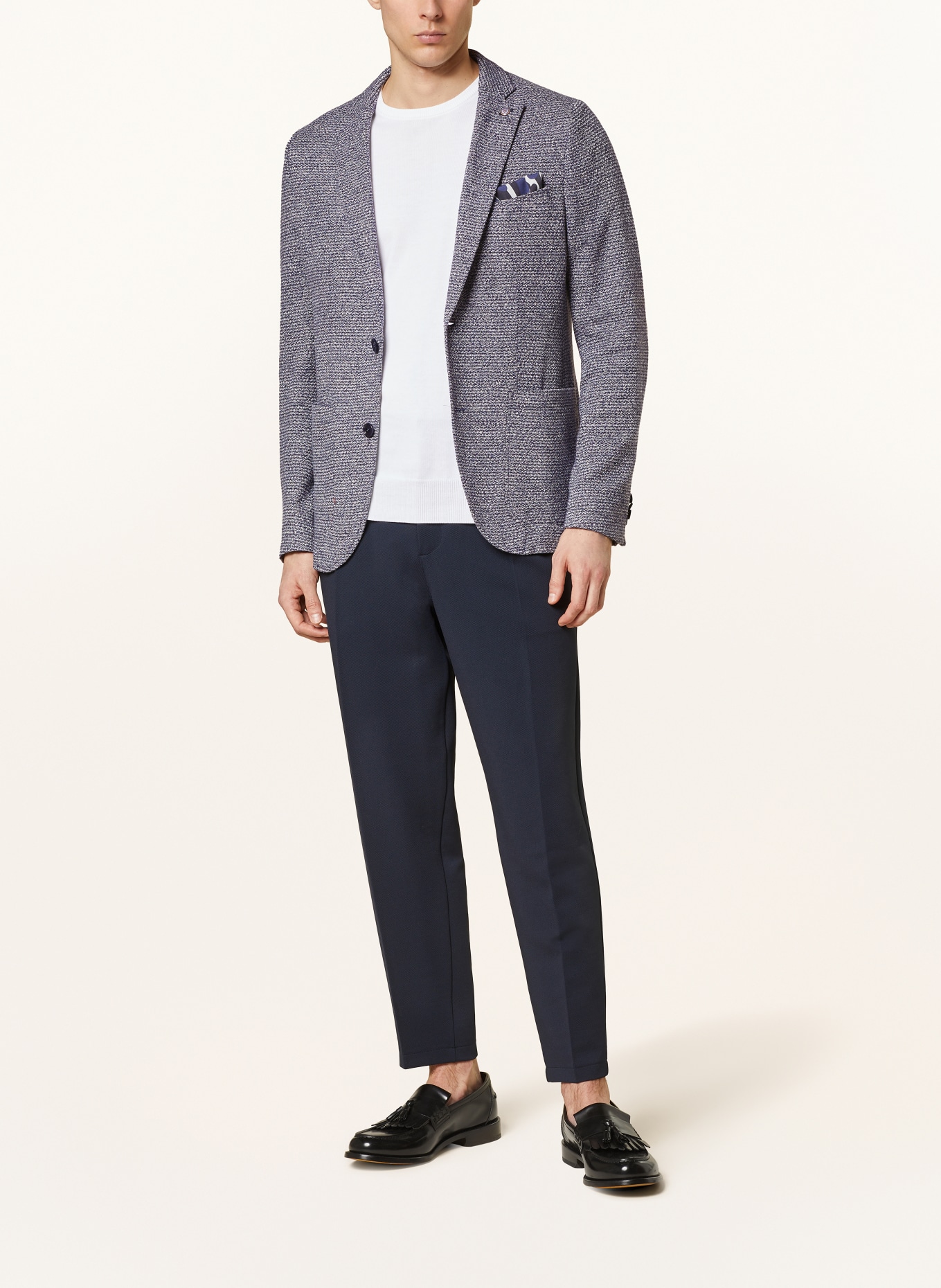 CG - CLUB of GENTS Strick-Sakko CG CARTER Slim Fit: WEISS / BLAU