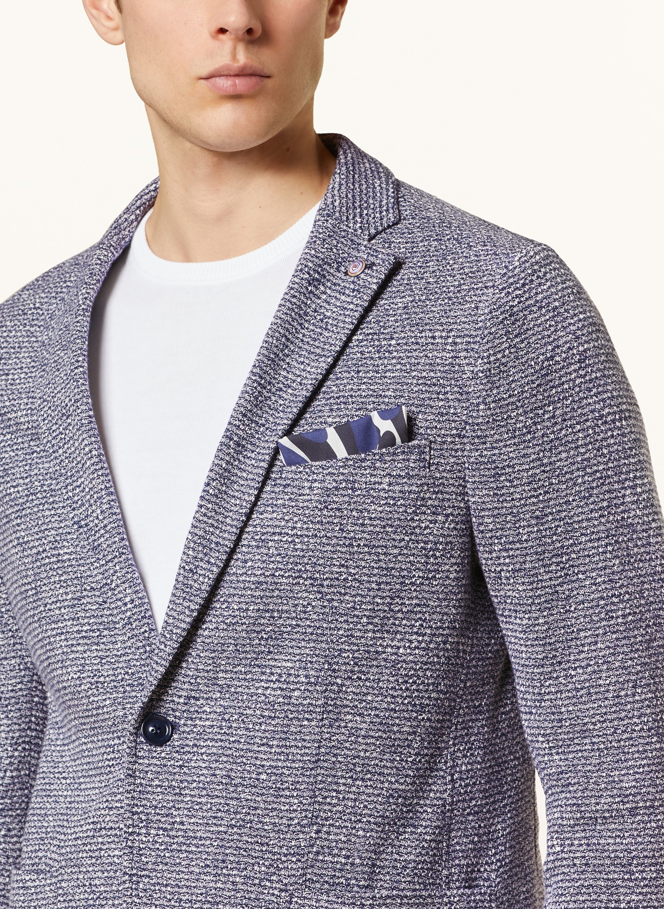 CG - CLUB of GENTS Strick-Sakko CG CARTER Slim Fit: WEISS / BLAU