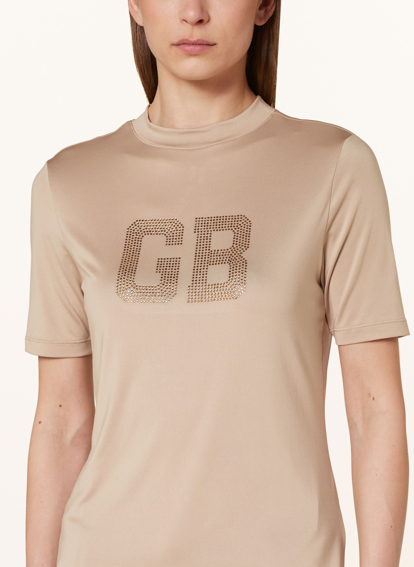 GOLDBERGH T-shirt FELICITY z ozdobnymi kamykami, Kolor: JASNOBRĄZOWY (Obrazek 4)