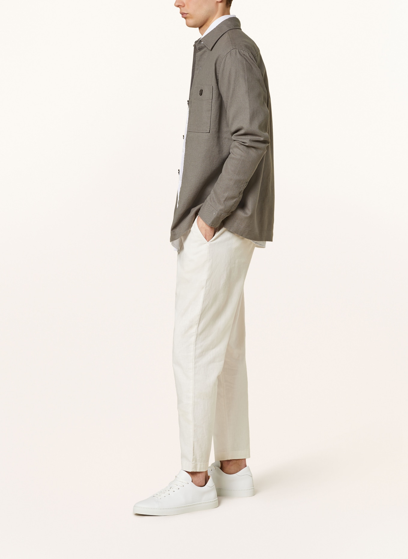 PAUL Chinos tapered fit with linen, Color: ECRU (Image 4)