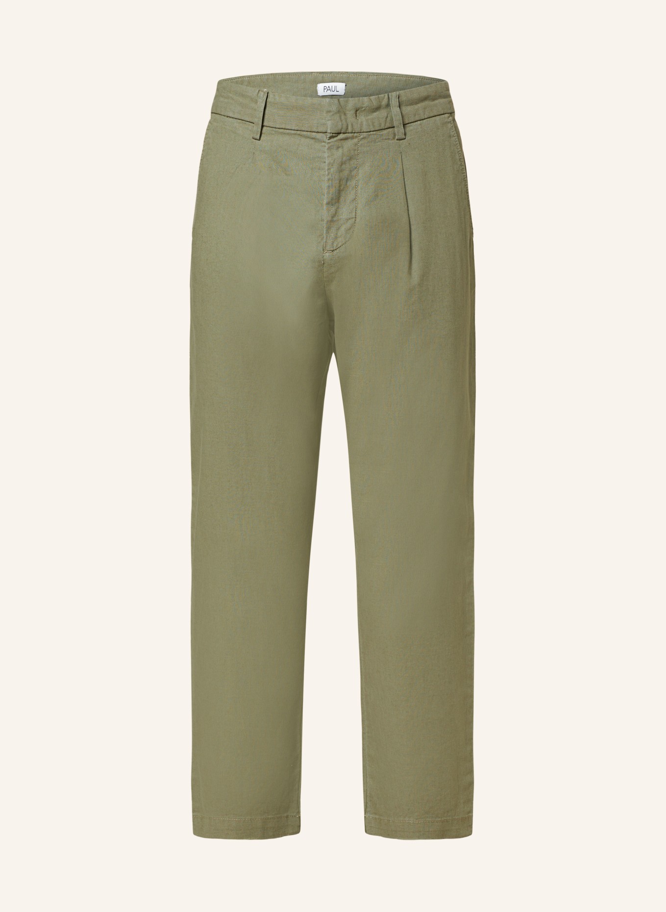 PAUL Chino Tapered Fit mit Leinen: OLIV