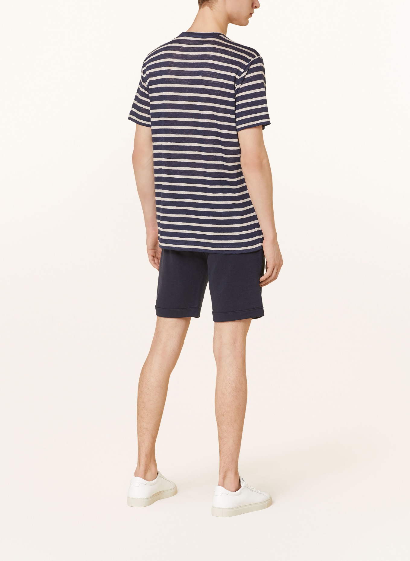 Stefan Brandt T-Shirt aus Leinen: DUNKELBLAU / NUDE