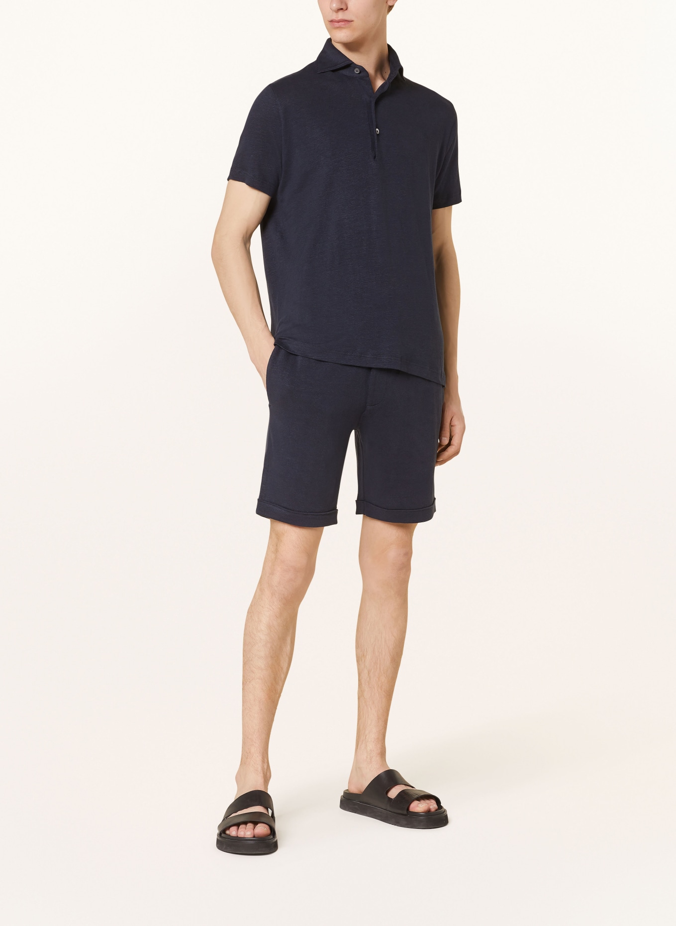 Stefan Brandt Knitted polo shirt LAURIN in linen, Color: DARK BLUE (Image 2)