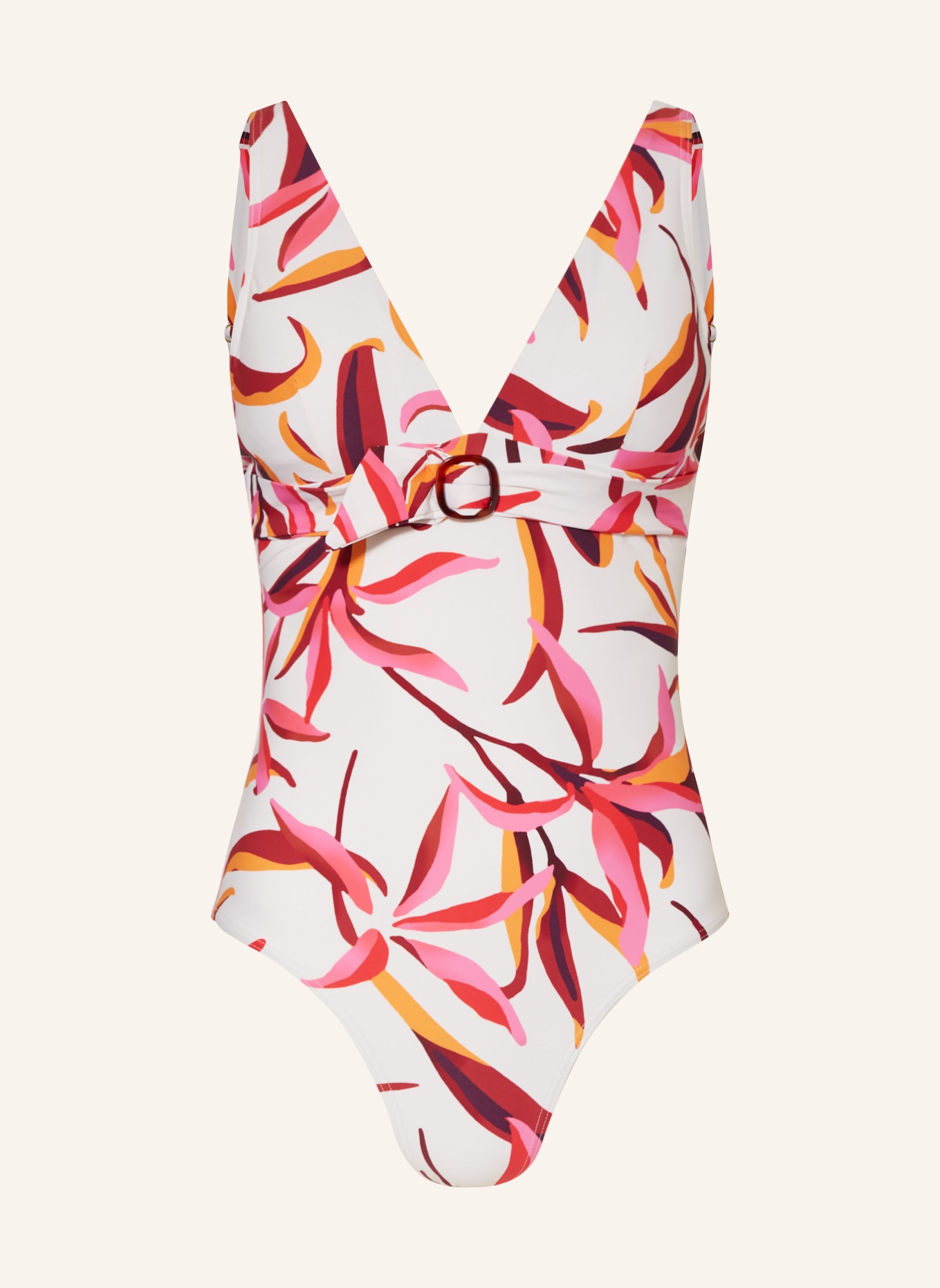 CYELL Swimsuit JAPANESE FLORAL, Color: WHITE/ DARK RED/ ORANGE (Image 1)
