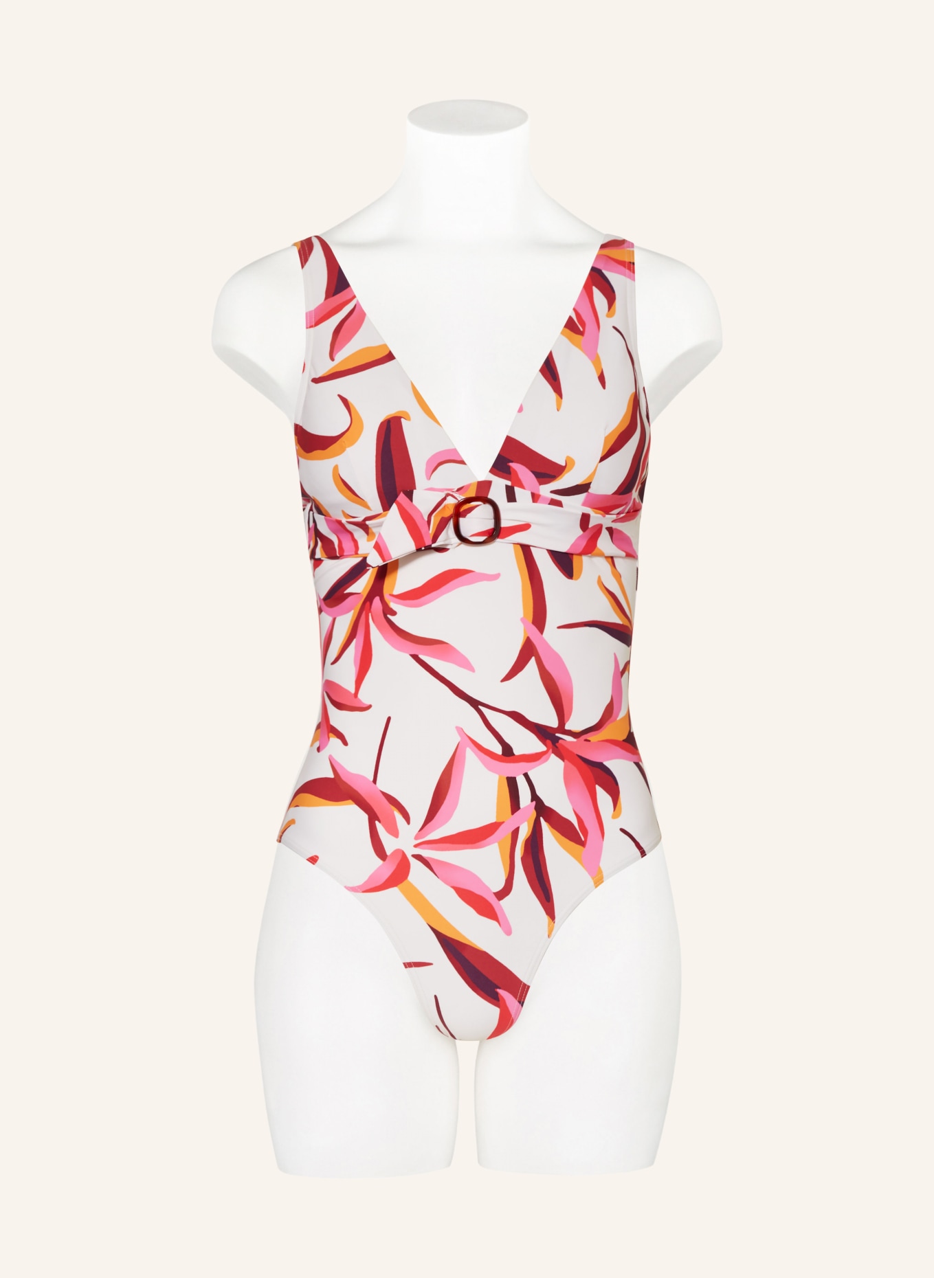 CYELL Swimsuit JAPANESE FLORAL, Color: WHITE/ DARK RED/ ORANGE (Image 2)