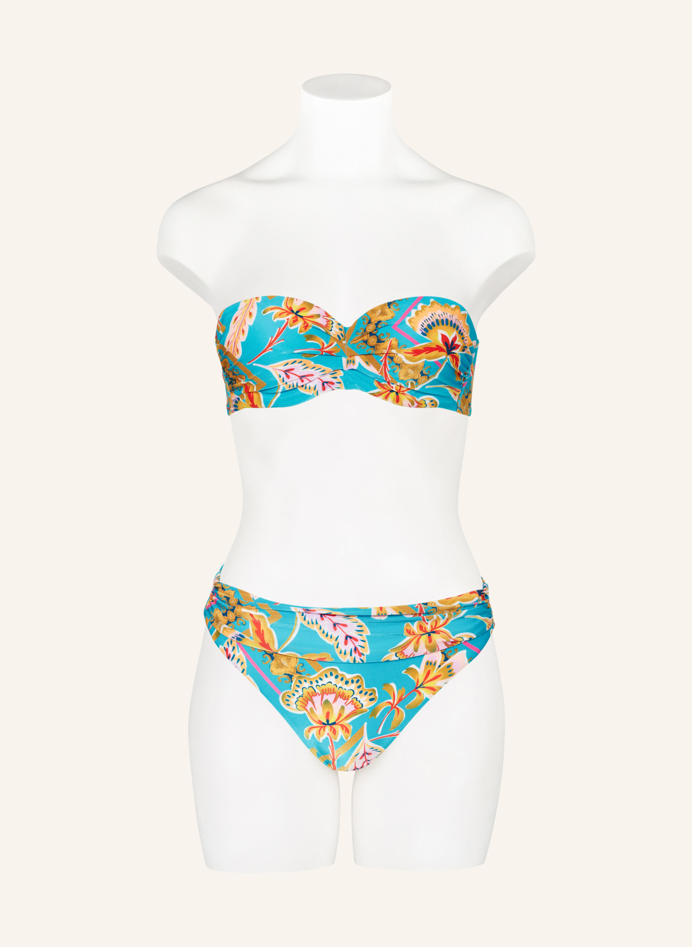 CYELL Bandeau bikini top ORIENT, Color: TURQUOISE/ DARK YELLOW/ RED (Image 5)