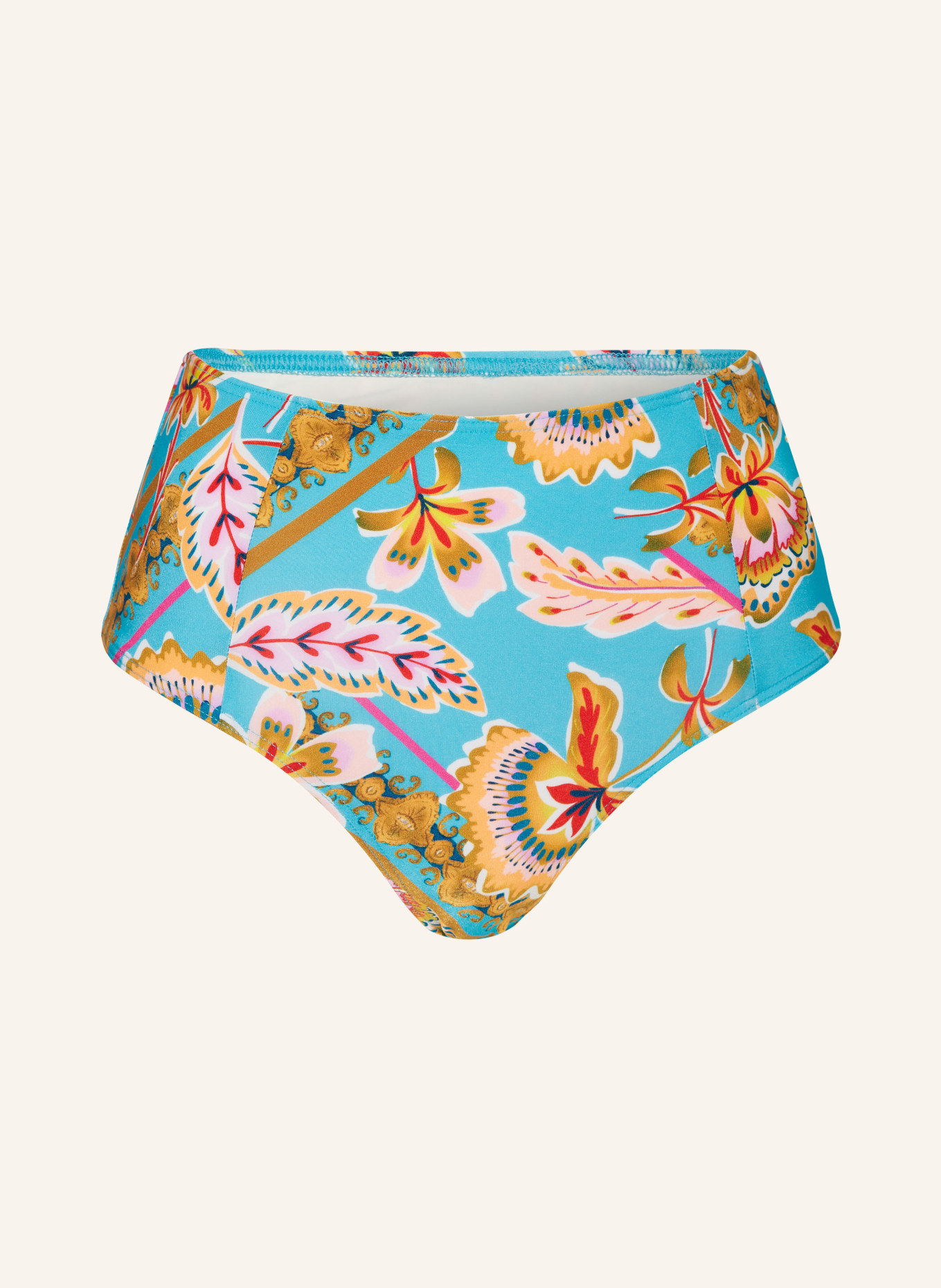 CYELL High-waist bikini bottoms ORIENT, Color: TURQUOISE/ DARK YELLOW/ PINK (Image 1)